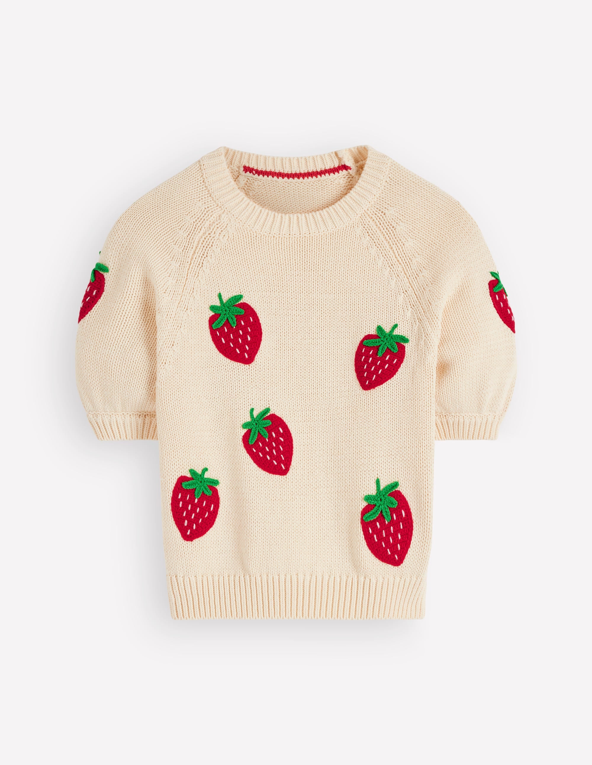 Margot T-Shirt mit Puffärmeln-Warmes Naturweiß Erdbeere - Image 8