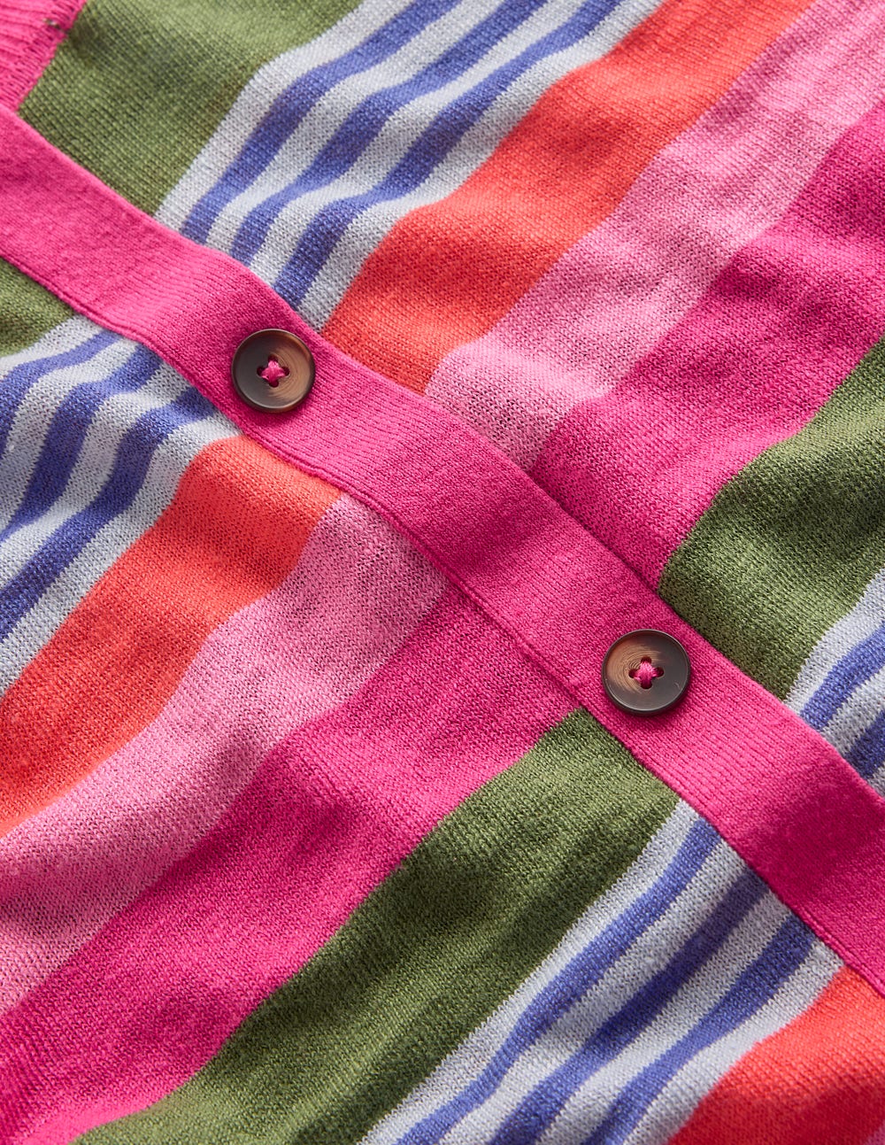 Agnes Linen Button T-Shirt-Multi Stripe-7