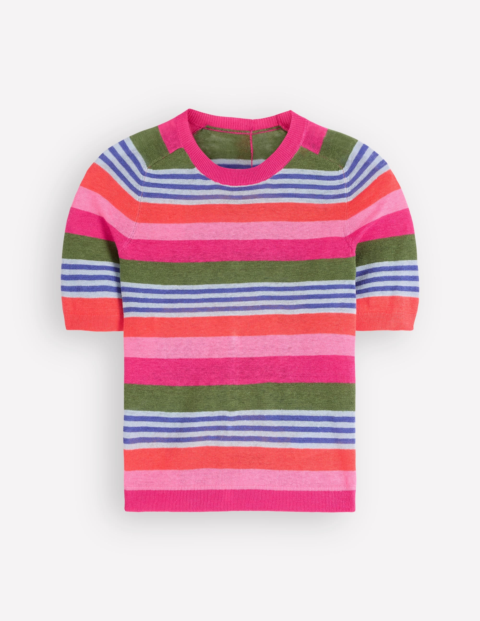 T-shirt boutonné Agnes en lin-À Rayures Multicolores - Image 6