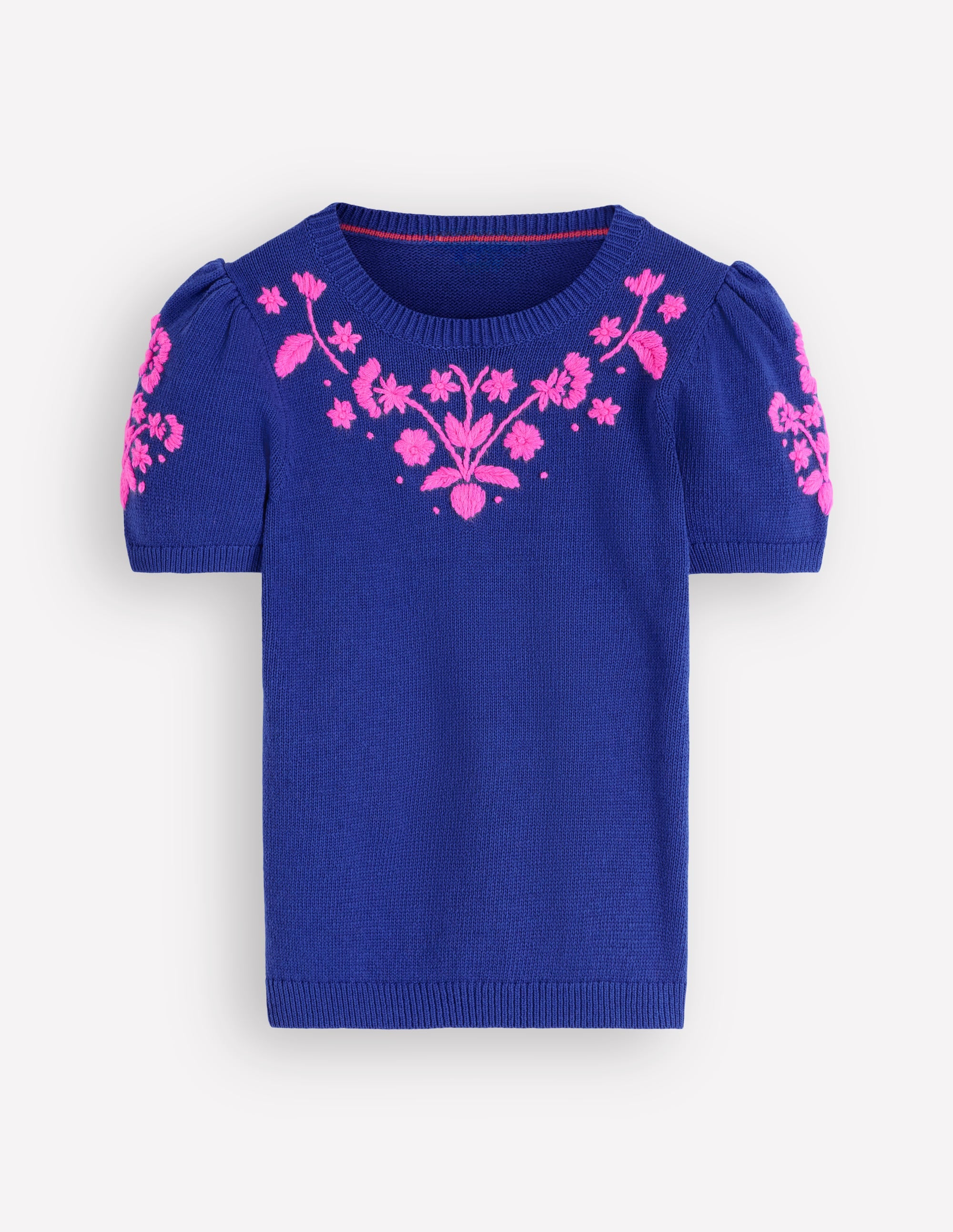 Monica Strick-T-Shirt-Blaue Stickerei - Image 5