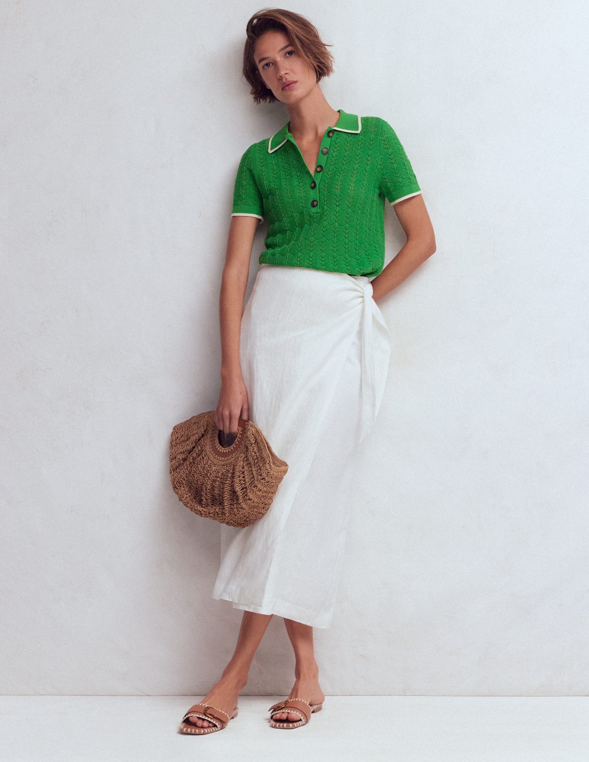 Pointelle Henley T-shirt DNU-Online Lime-5