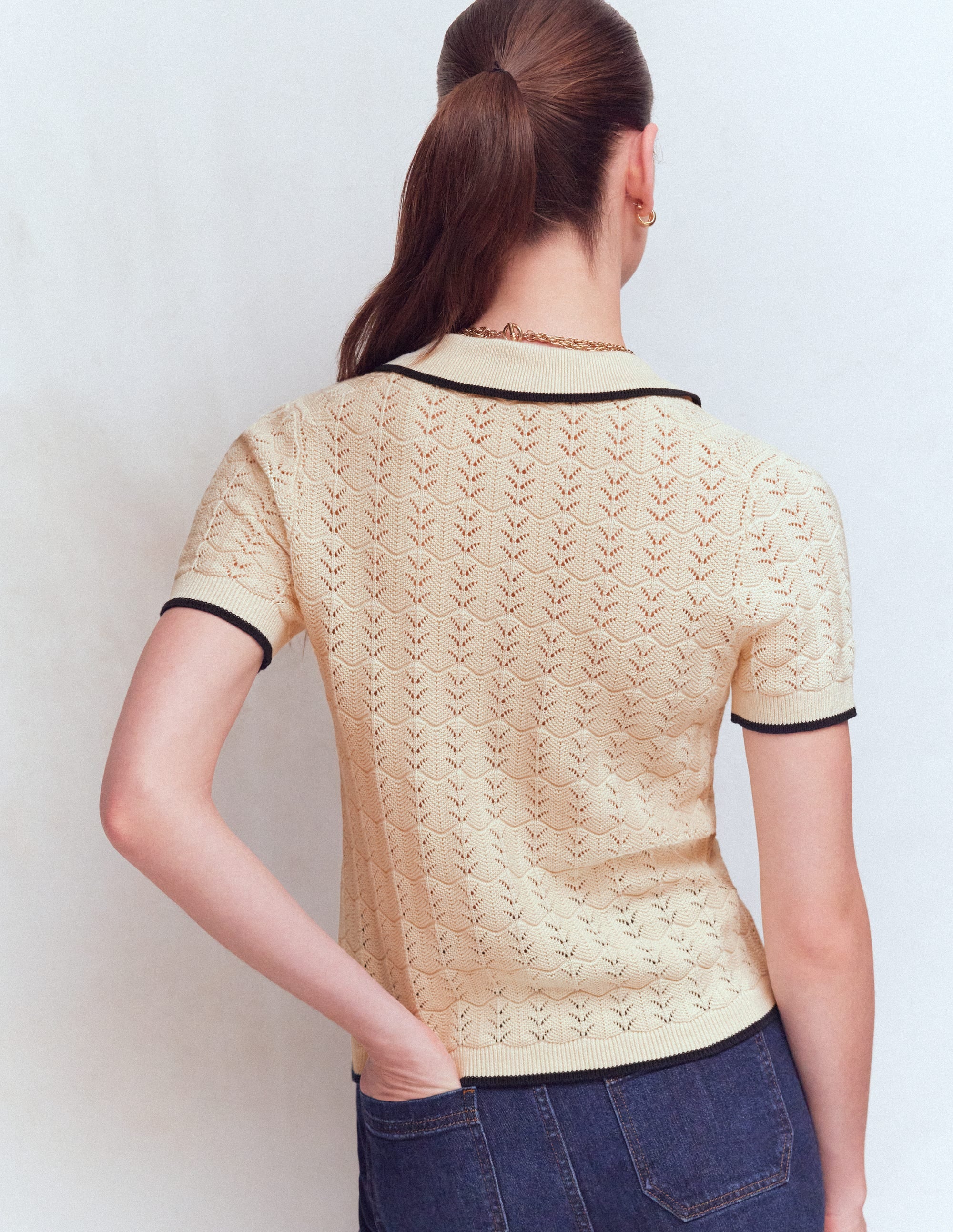 Henley-T-Shirt aus Pointelle-Creme - Image 3