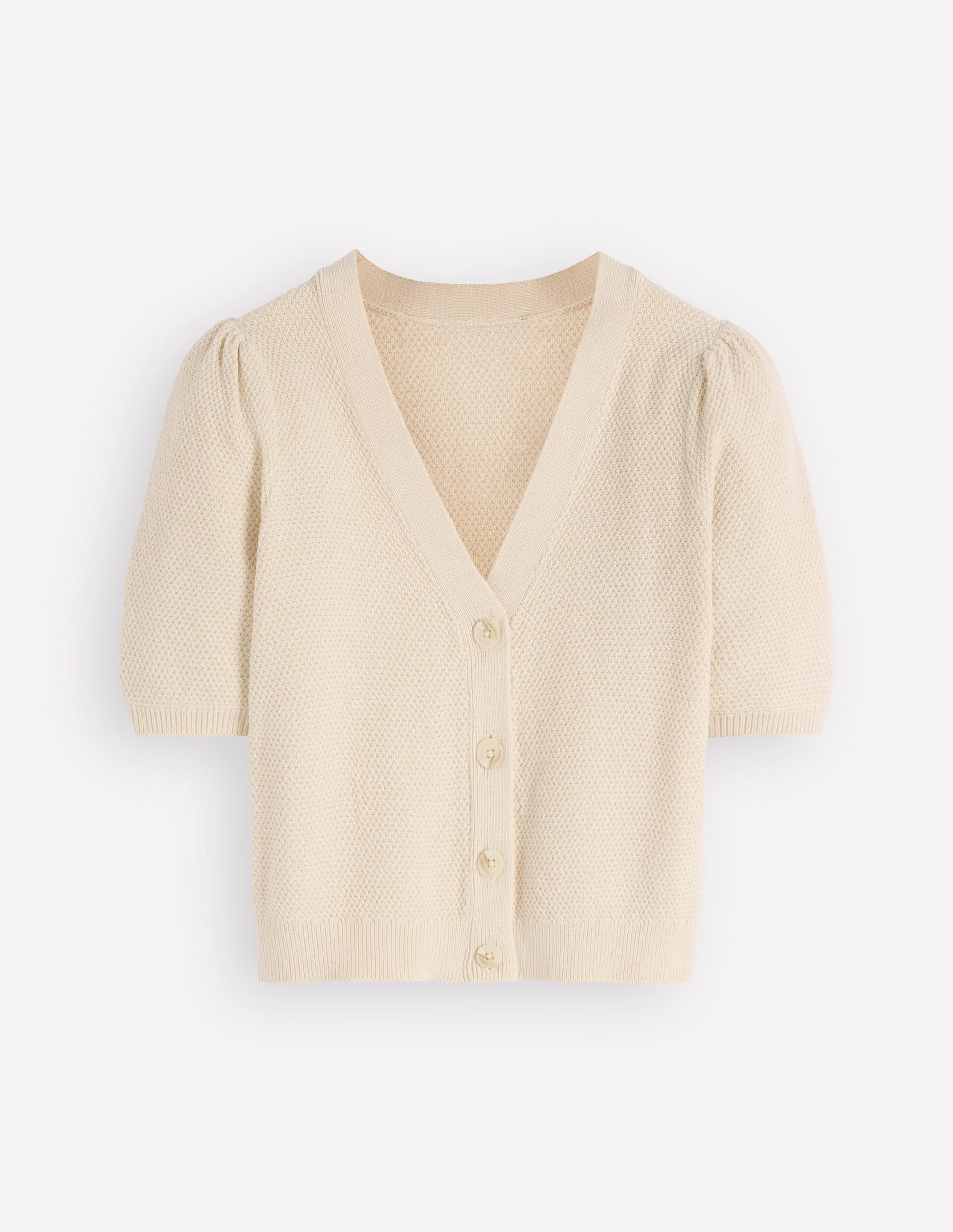 Hayley Baumwollstrickjacke mit V-Ausschnitt-Warmes Naturweiß-6