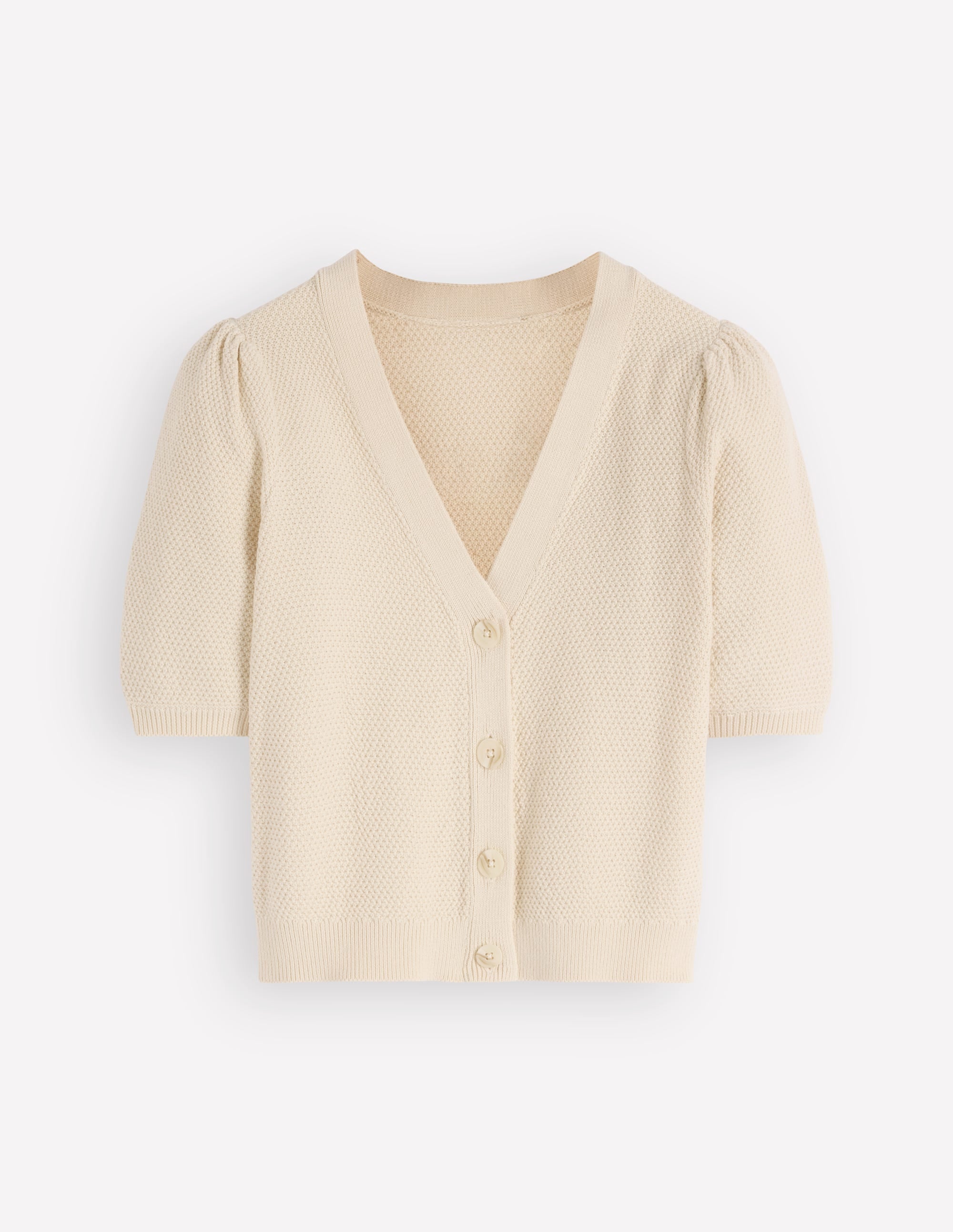 Hayley Baumwollstrickjacke mit V-Ausschnitt-Warmes Naturweiß - Image 6