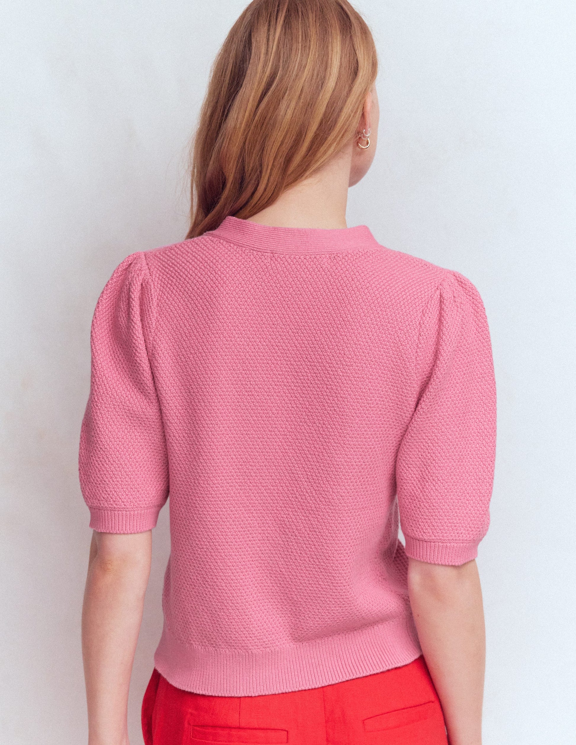 Hayley Baumwollstrickjacke mit V-Ausschnitt-Graurosa-3