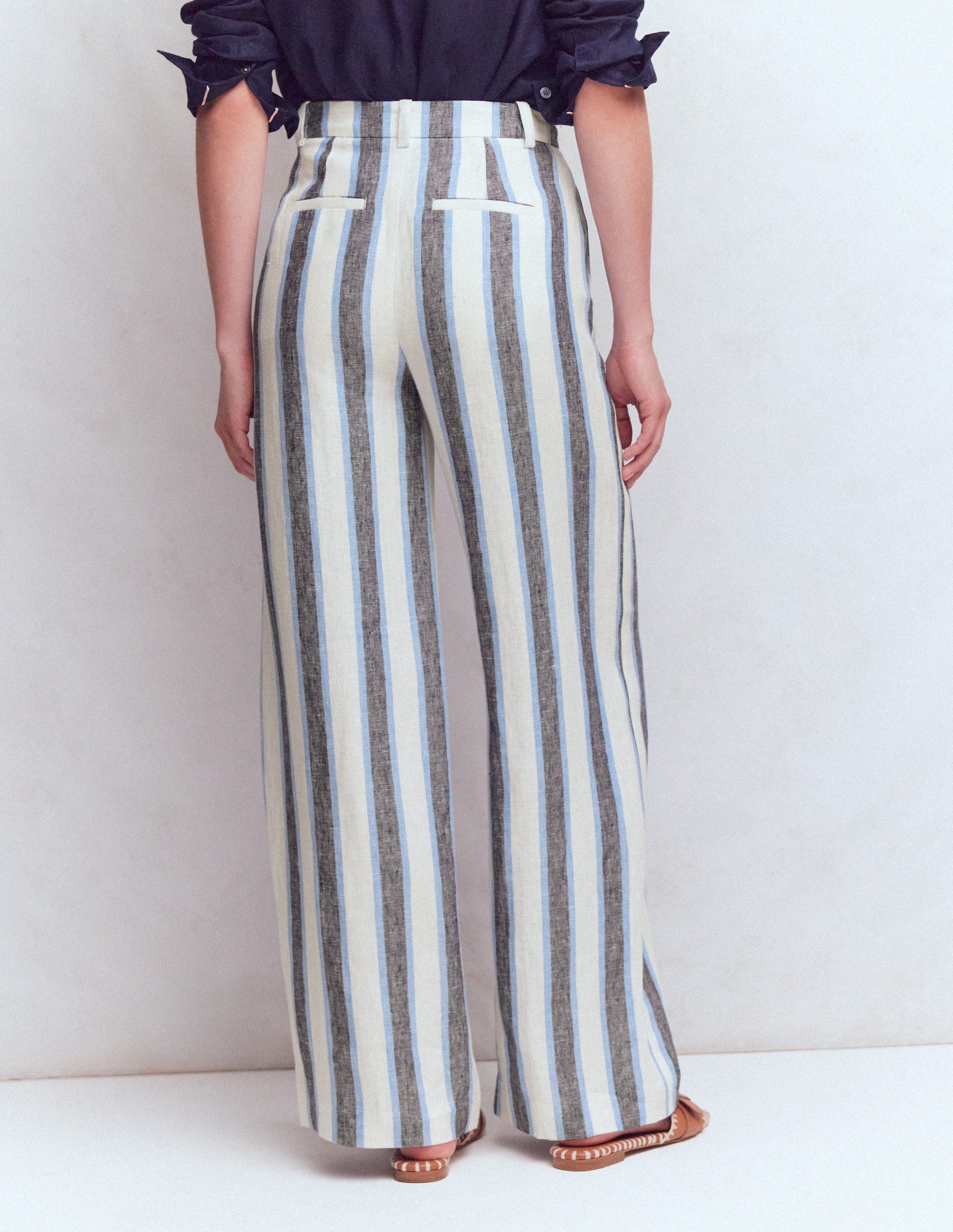 Belgravia Leinenhose-Blau/Weiß, Gestreift-4