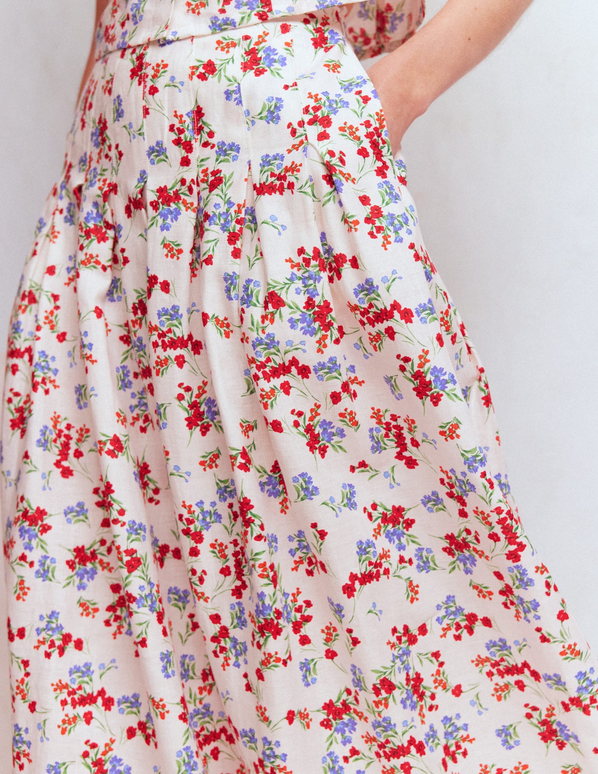 Jupe Valentina en lin-Ivoire, motif Bloom Scatter - Image 2