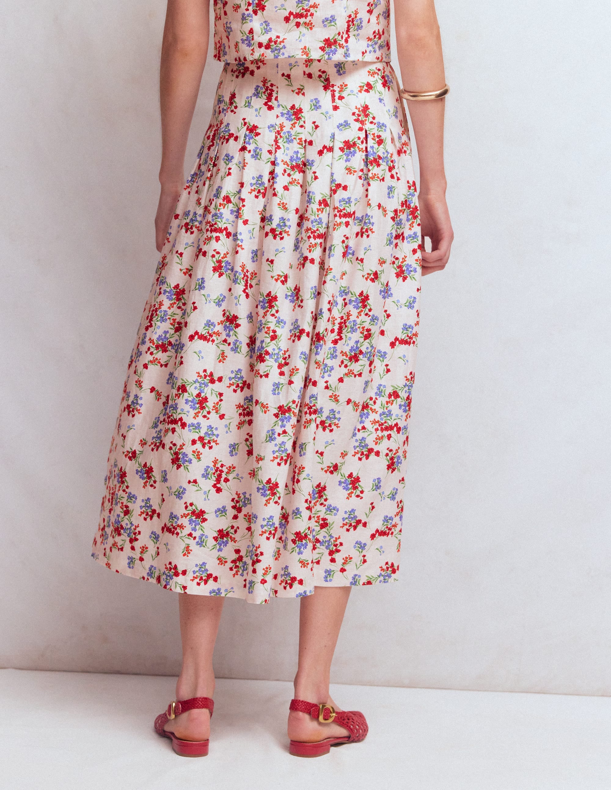 Jupe Valentina en lin-Ivoire, motif Bloom Scatter - Image 3