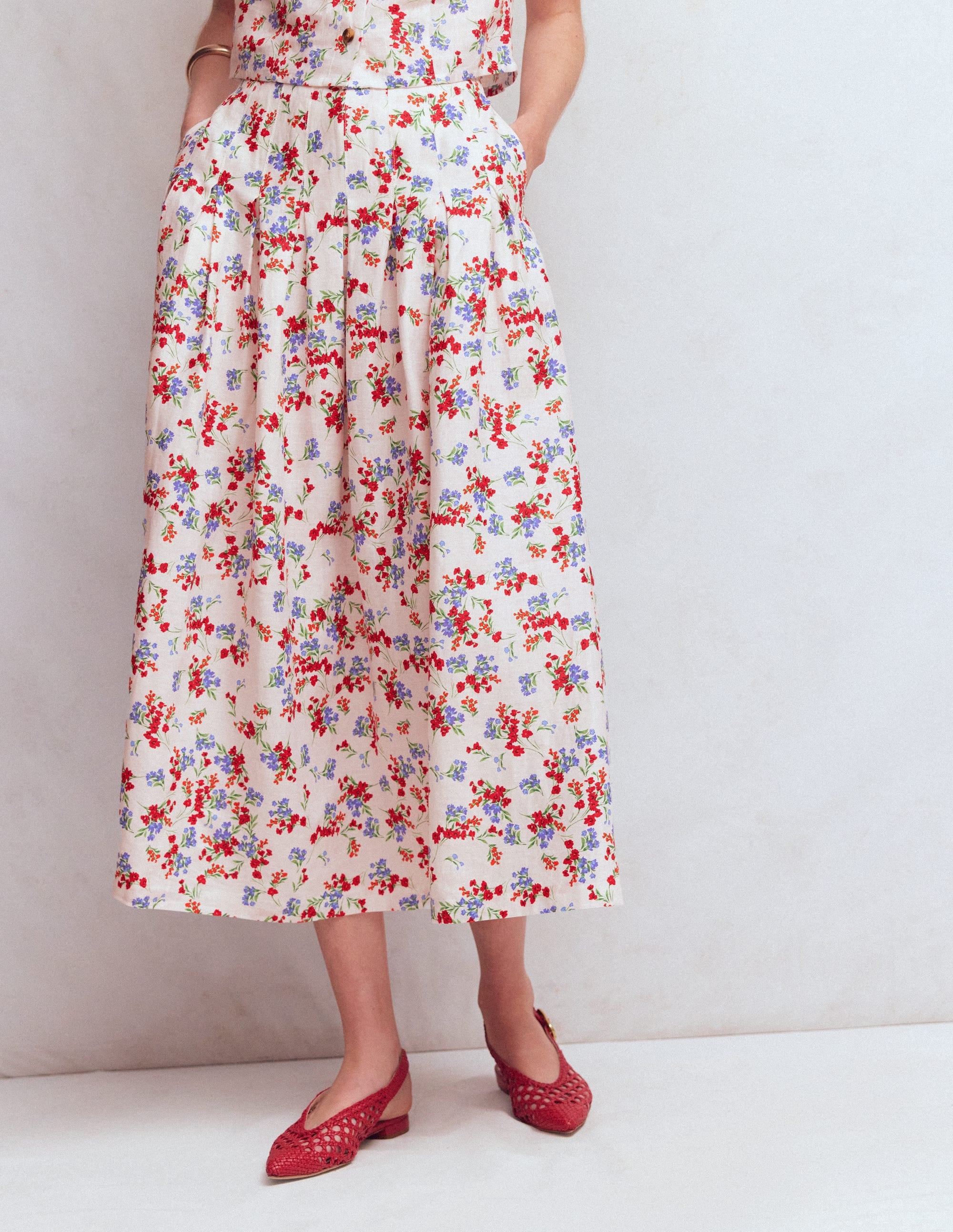 Jupe Valentina en lin-Ivoire, motif Bloom Scatter - Image 4