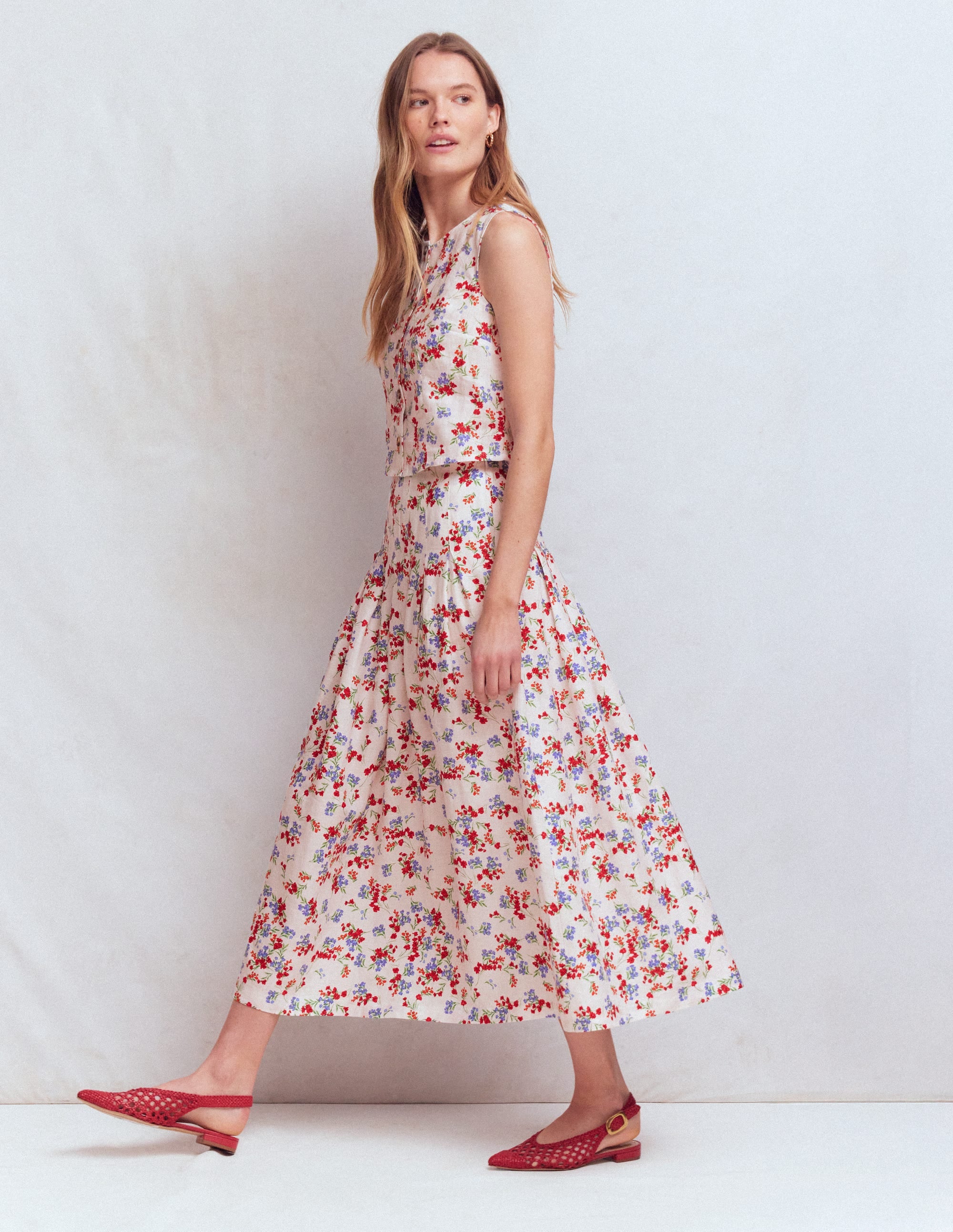 Jupe Valentina en lin-Ivoire, motif Bloom Scatter - Image 5