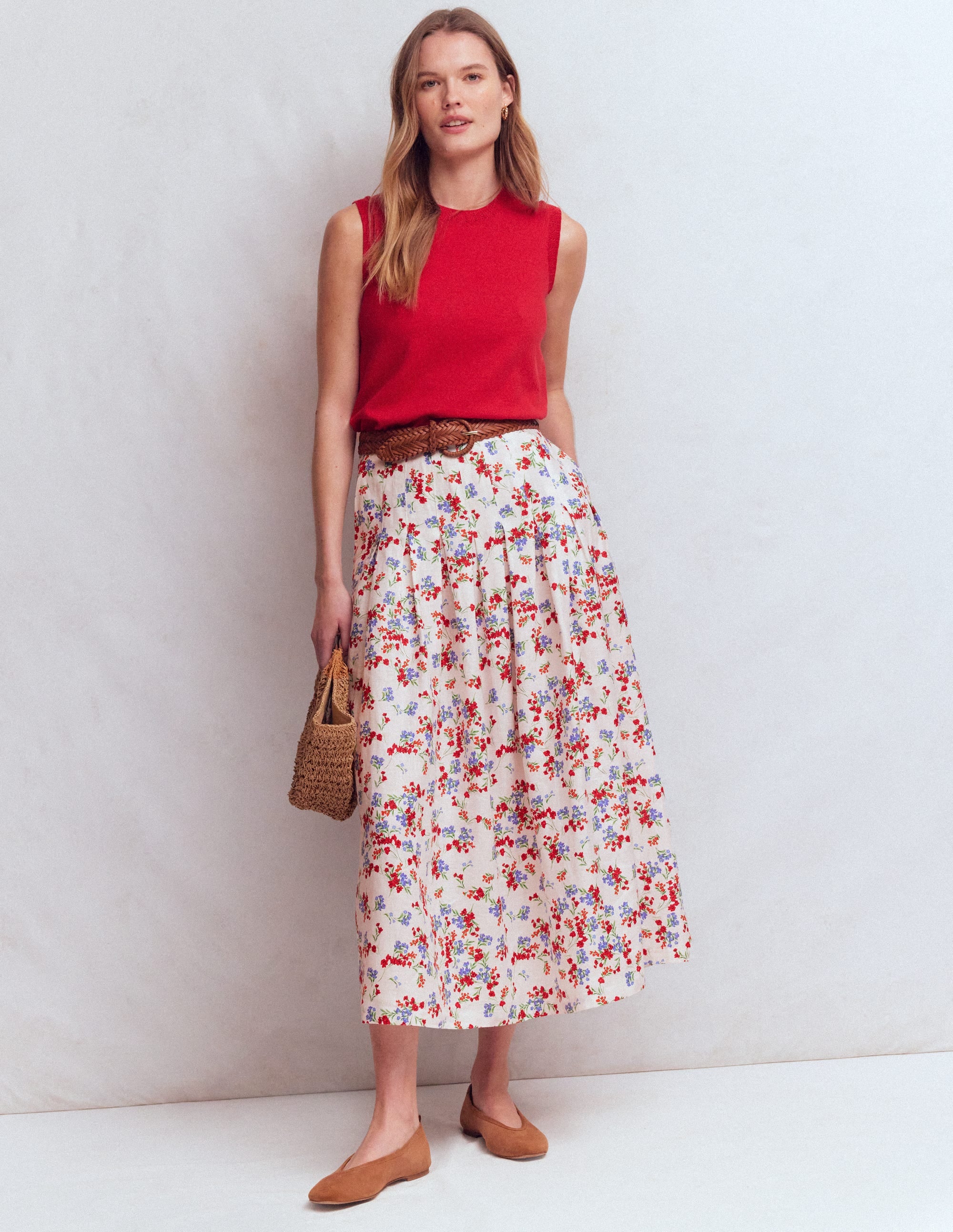 Jupe Valentina en lin-Ivoire, motif Bloom Scatter - Image 7