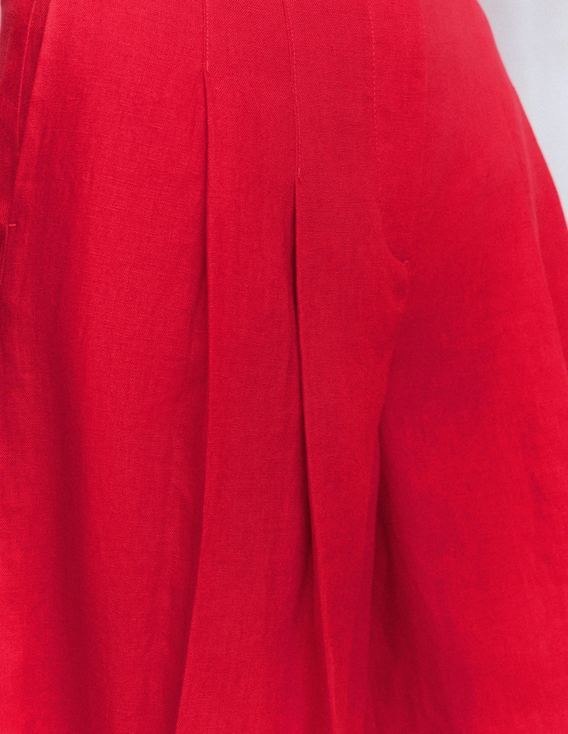 Highbury Leinenshorts mit Faltendetail-Merida-Rot-3