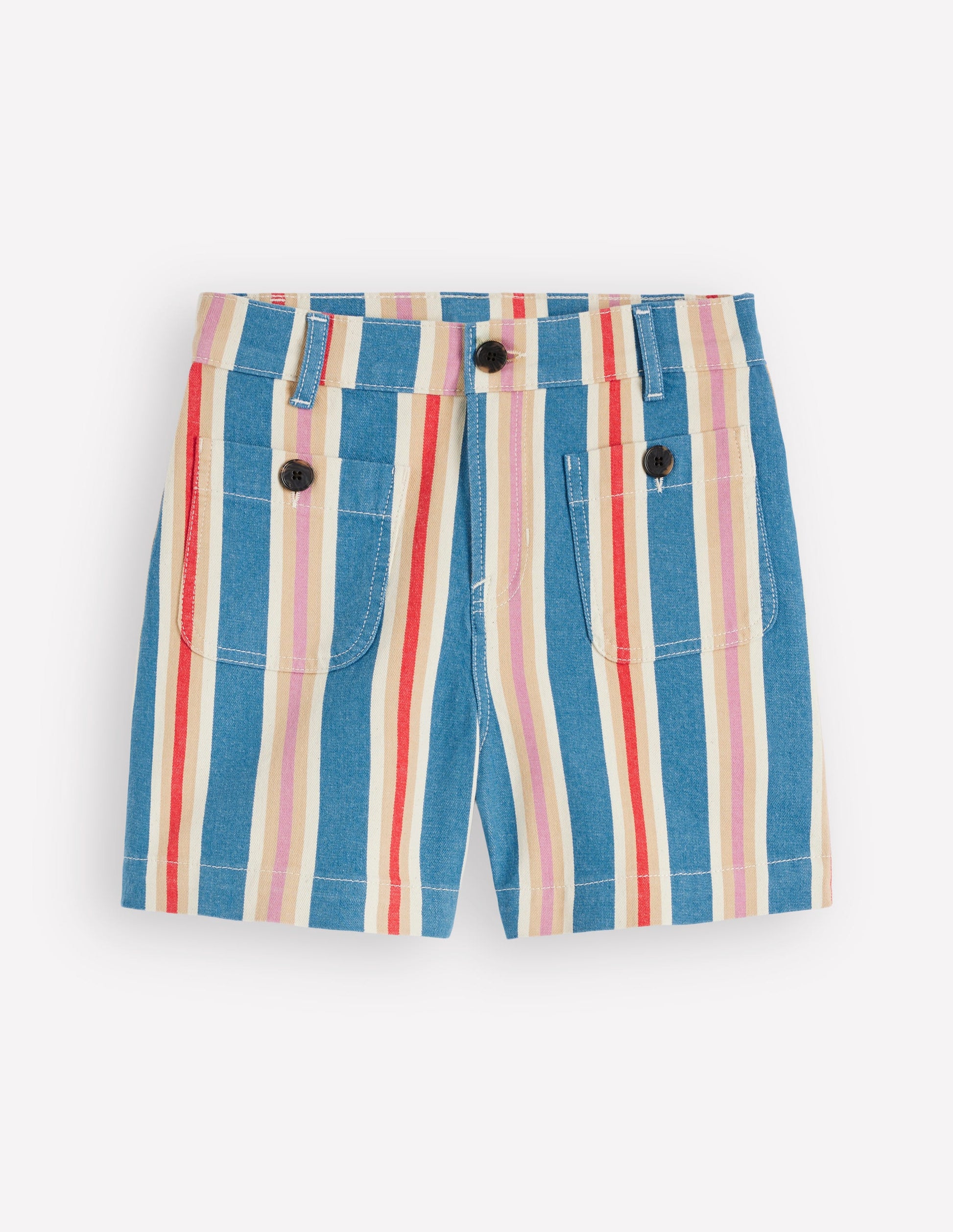 Primrose Jeansshorts-Blau, Rosa, Rot Bunt Streifen-7