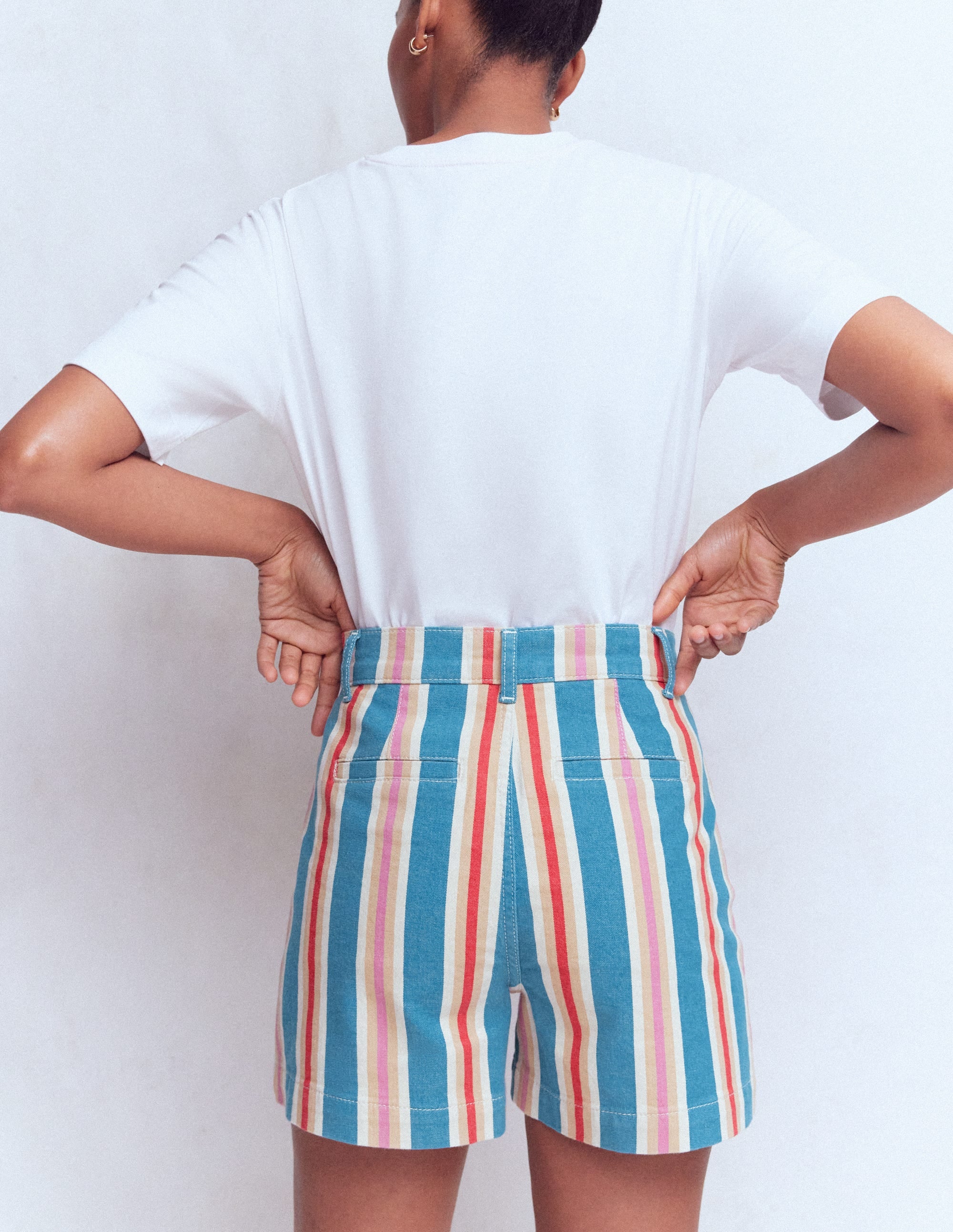 Primrose Denim Shorts-Blue, Pink, Red Multistripe - Image 3