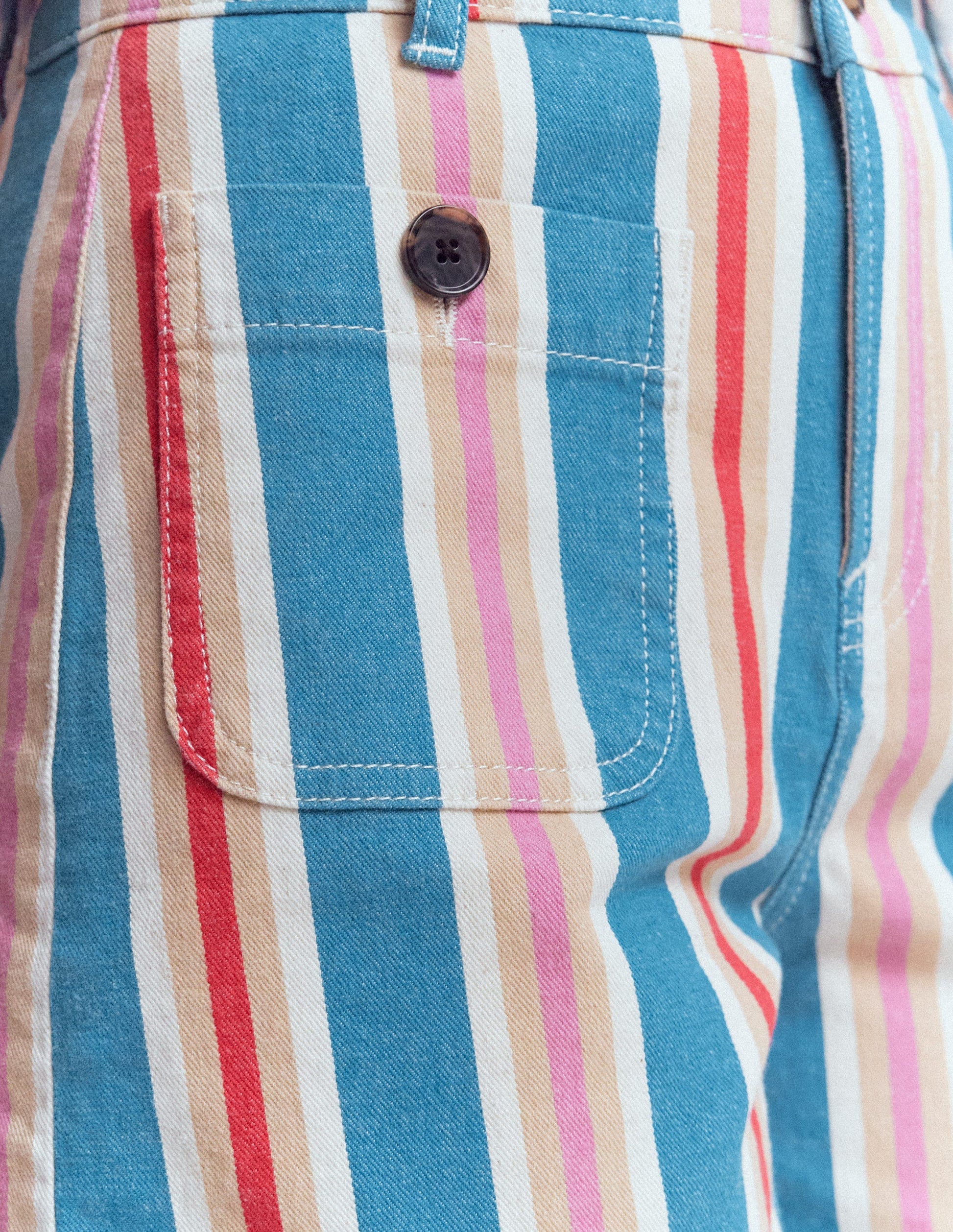 Primrose Jeansshorts-Blau, Rosa, Rot Bunt Streifen-6