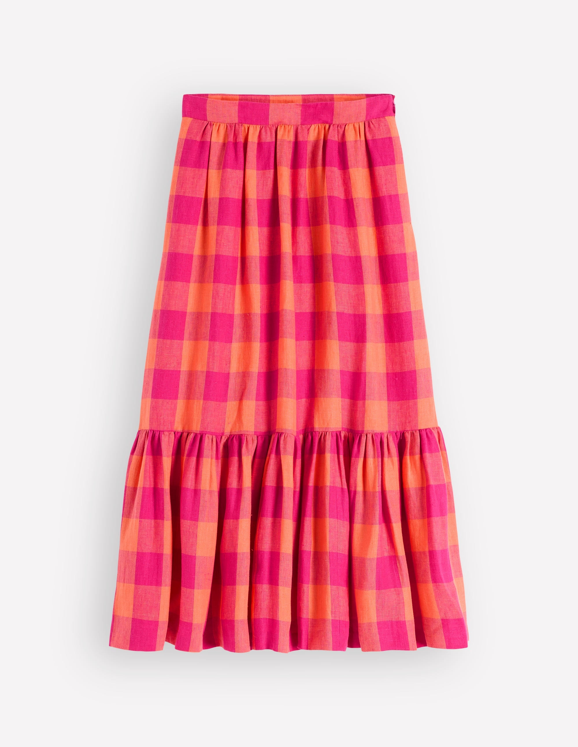 Abigail Maxirock aus Leinen-Fruchtiges Orange, Rosa Vichykaro - Image 5