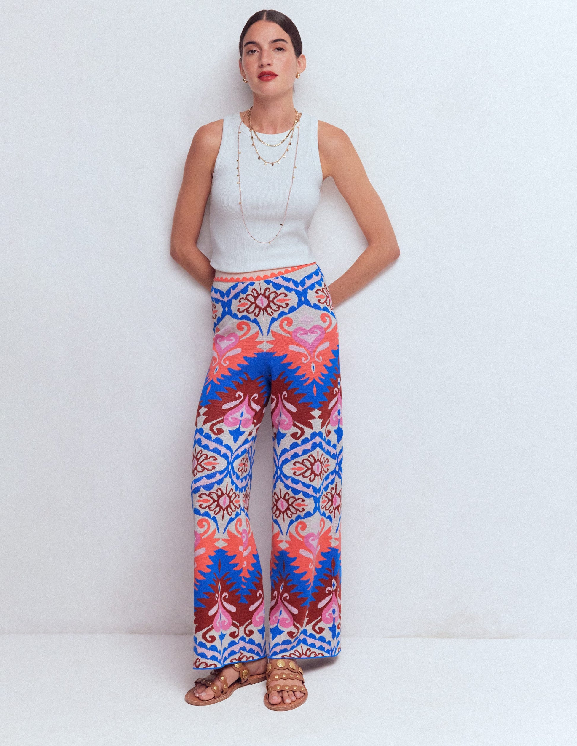 Jacquard Knitted Trousers-Multi Aztec-4