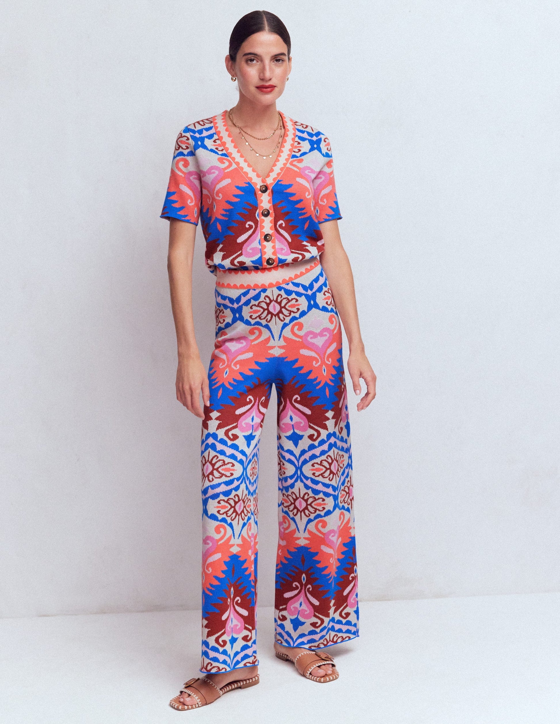 Jacquard Knitted Trousers-Multi Aztec-6