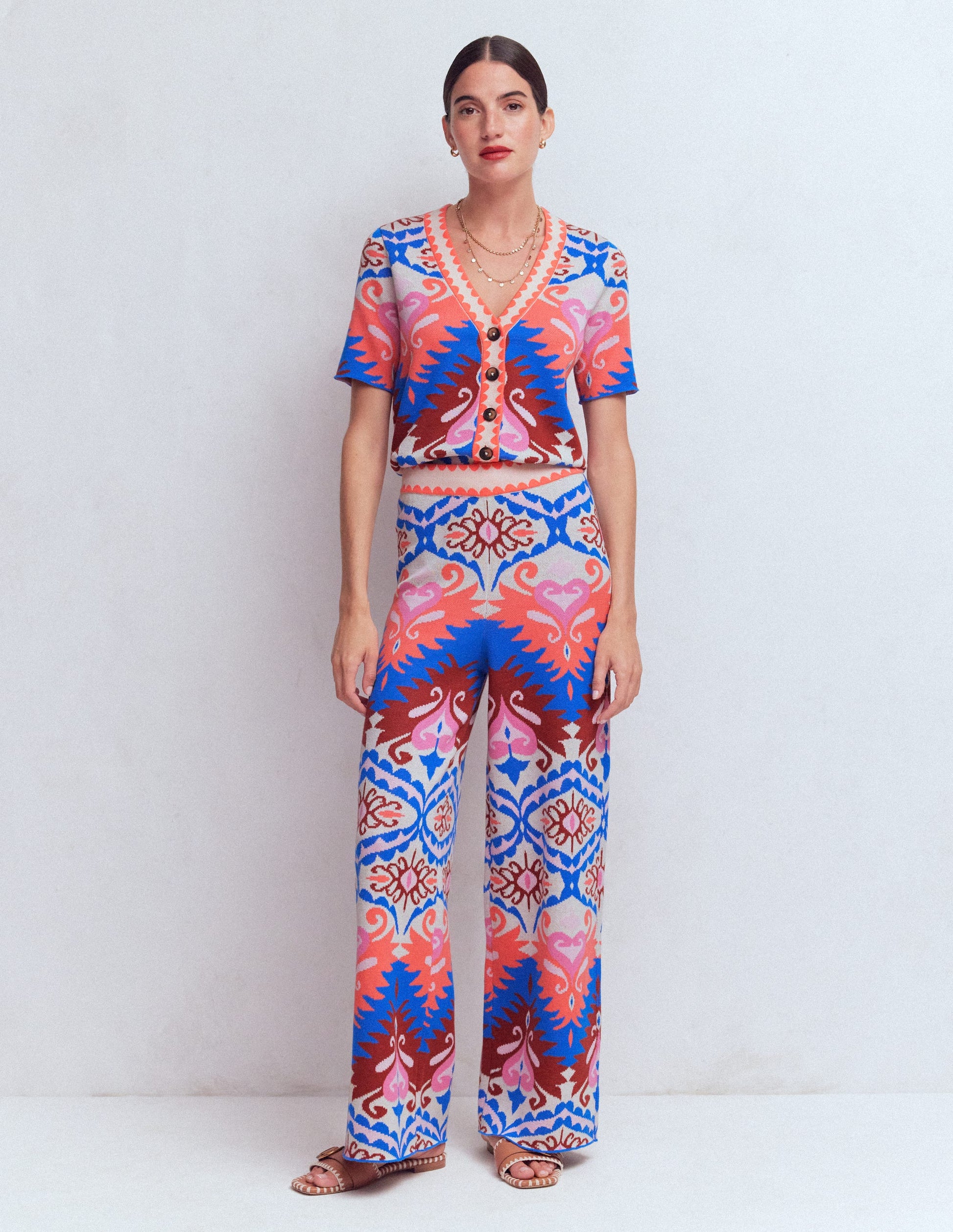 Jacquard Knitted Trousers-Multi Aztec-7