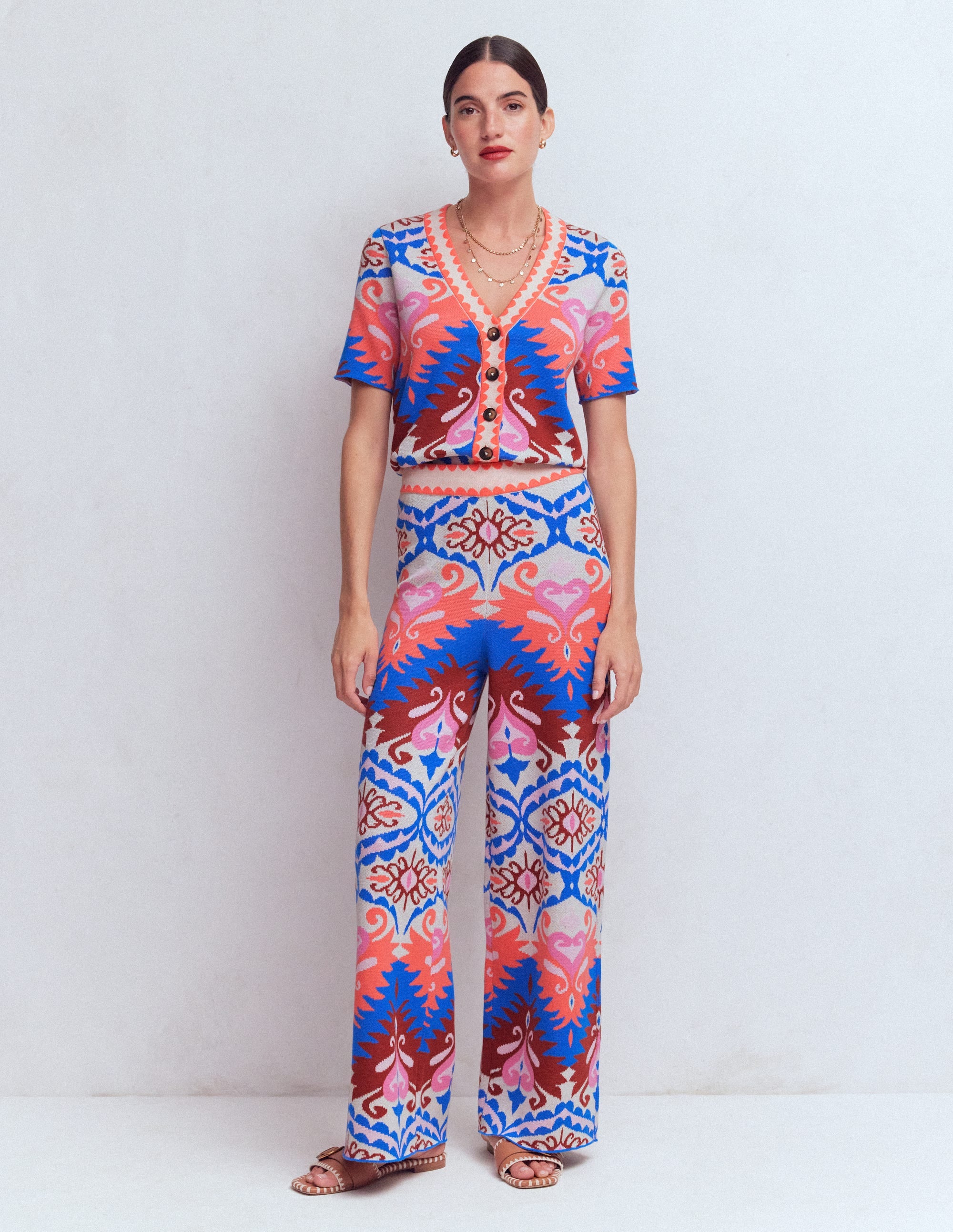 Jacquard Knitted Trousers-Multi Aztec - Image 7