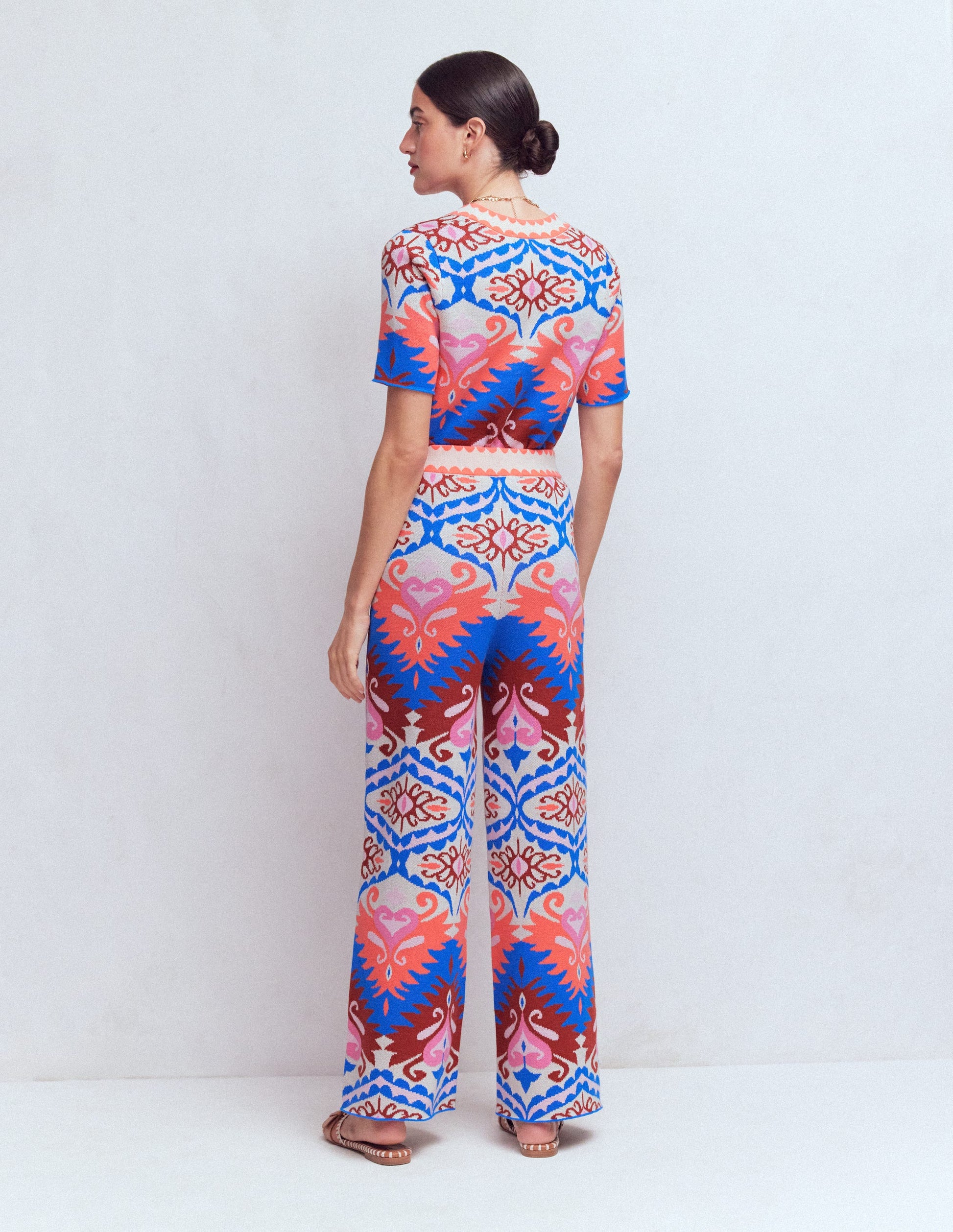 Jacquard Knitted Trousers-Multi Aztec-8