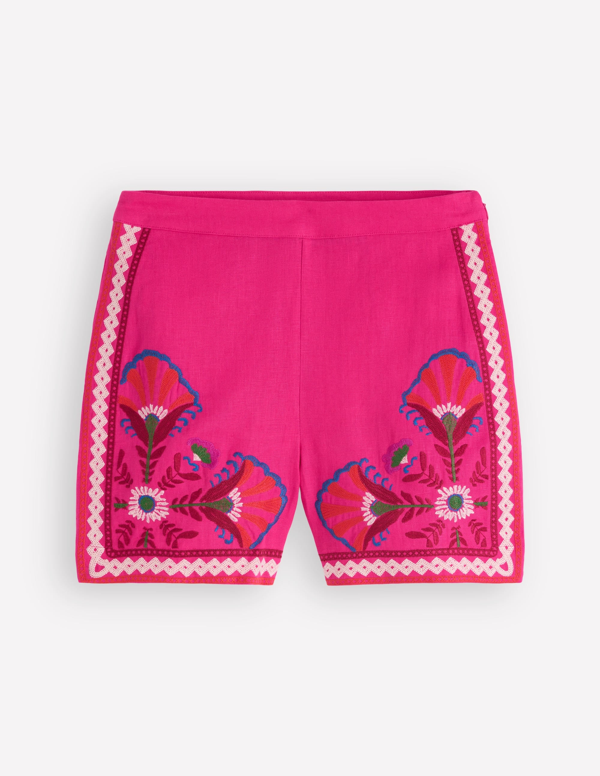 Bestickte Leinenshorts-Rosa Pfingstrose, Stickerei - Image 7
