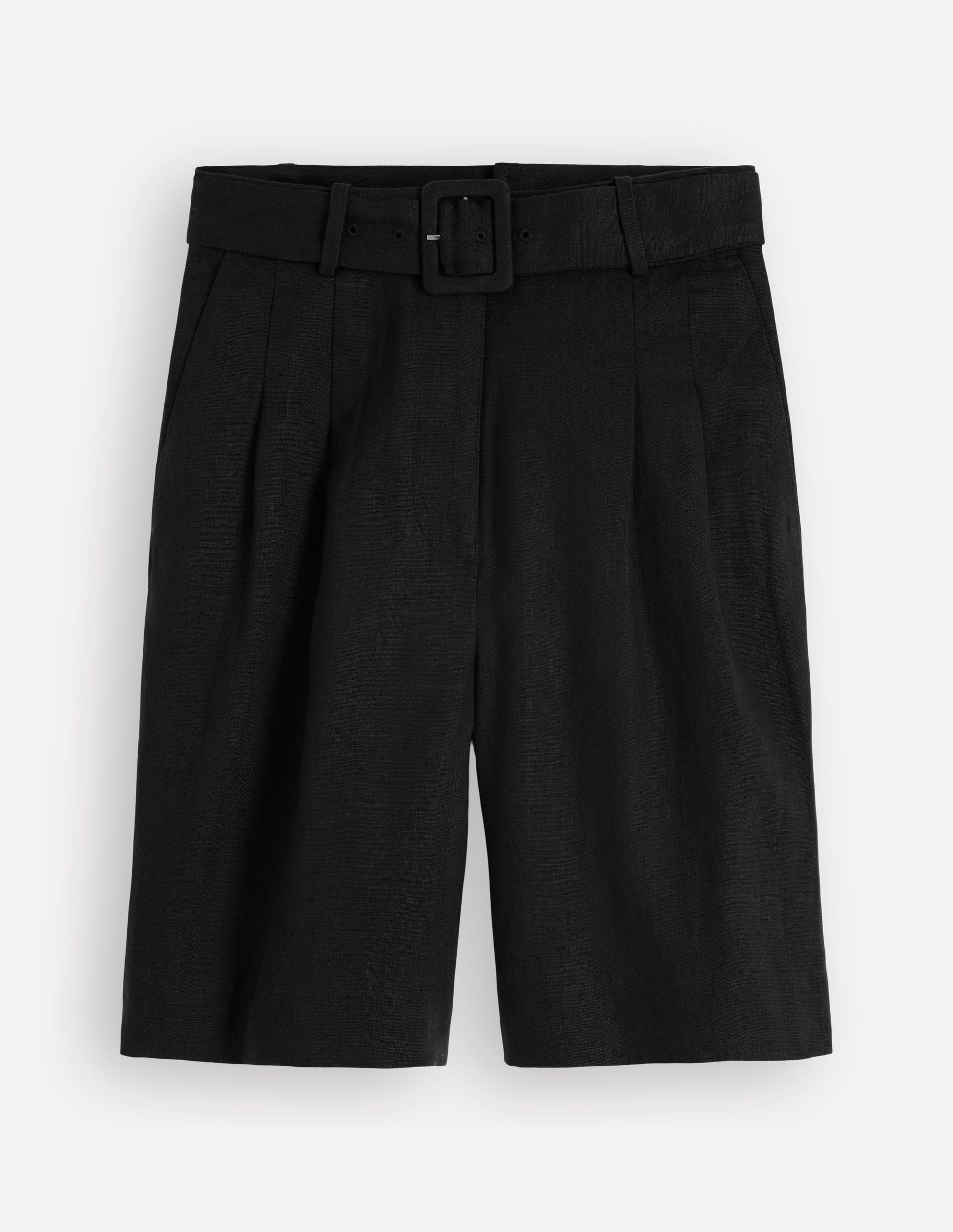 Chelsea Leinenshorts mit Gürtel-Schwarz-5
