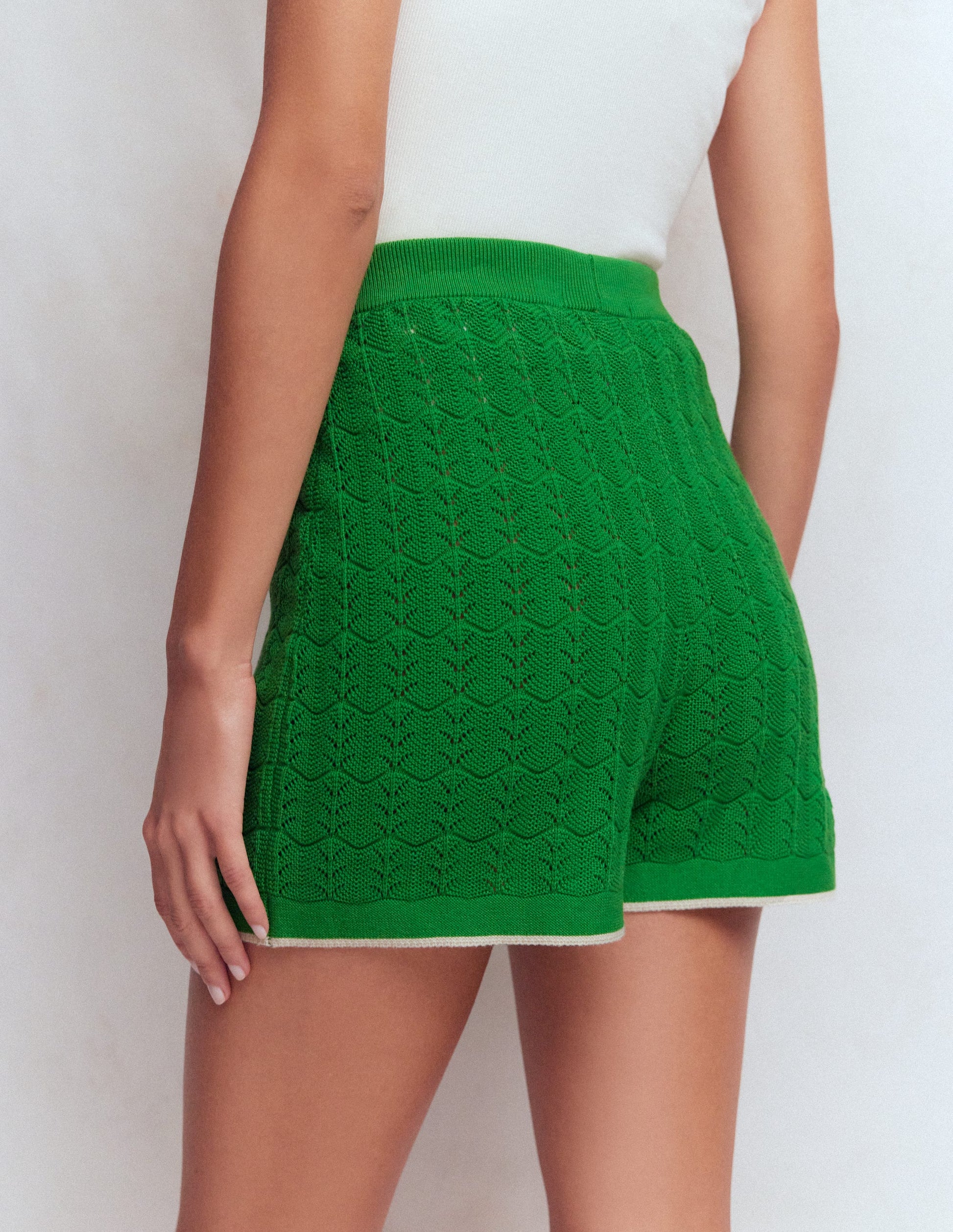 Gestrickte Pointelle-Shorts-Limettensaftgrün-3