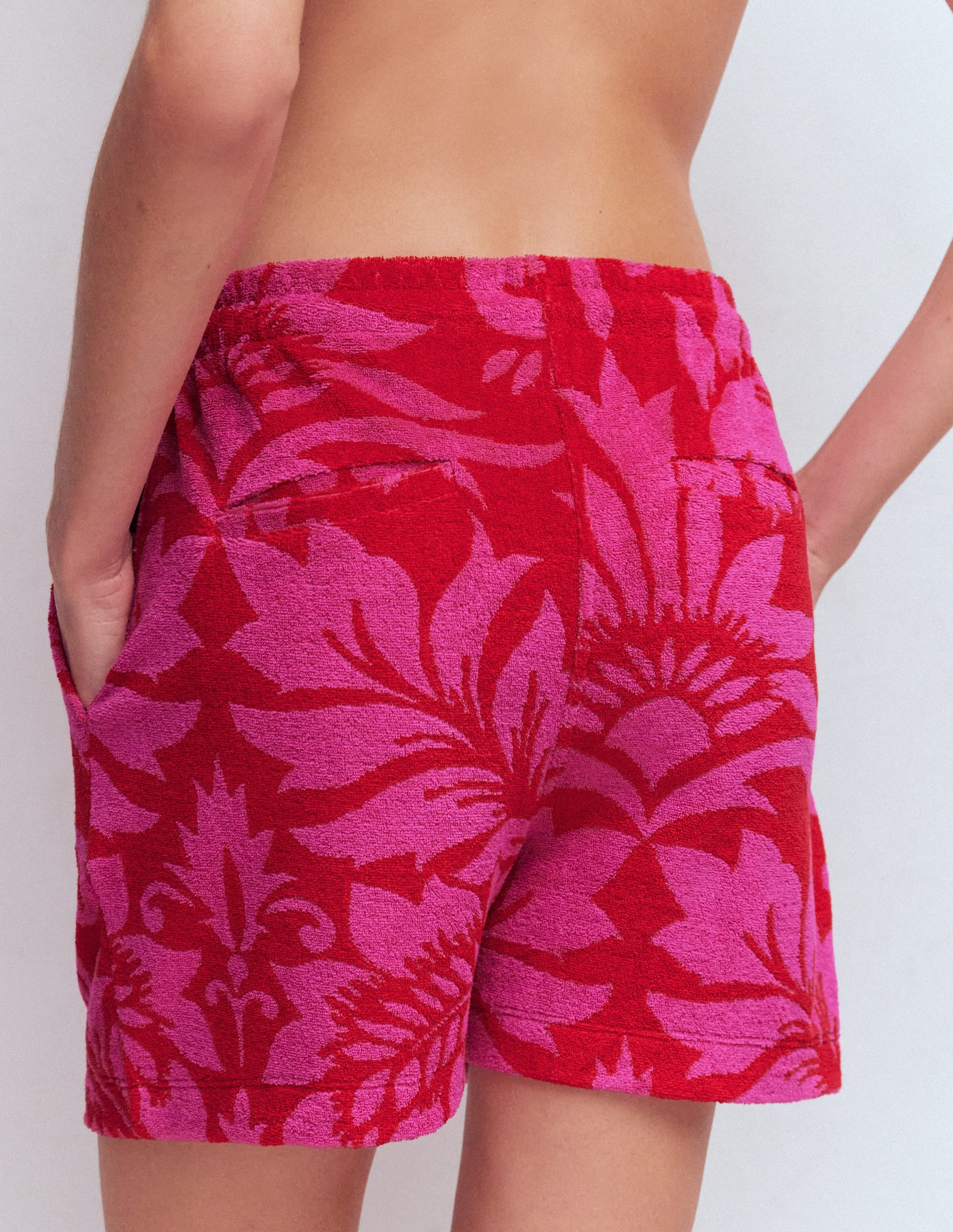 Islington Frottee-Shorts-Salsa, Blumenmuster - Image 3