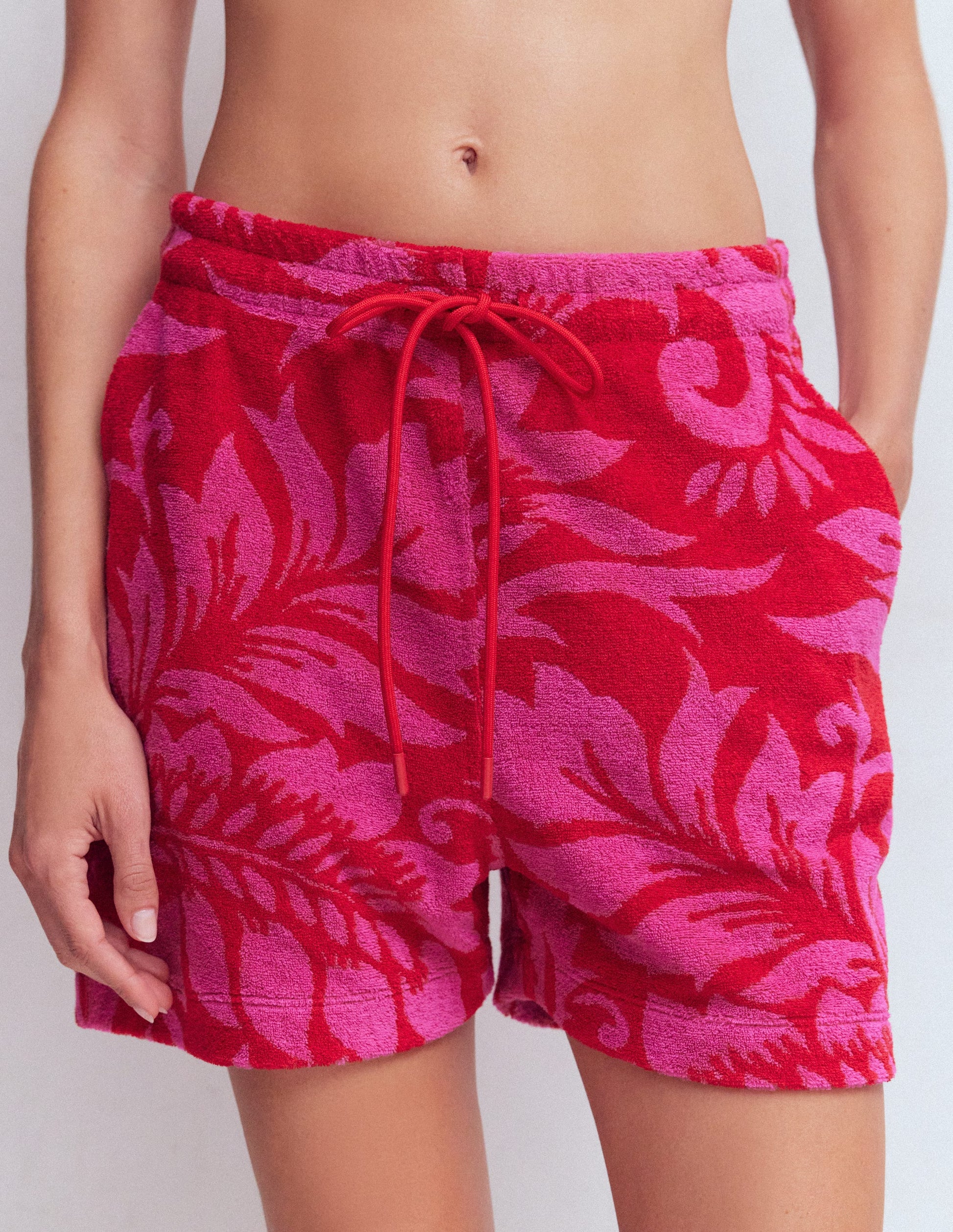 Islington Frottee-Shorts-Salsa, Blumenmuster-4