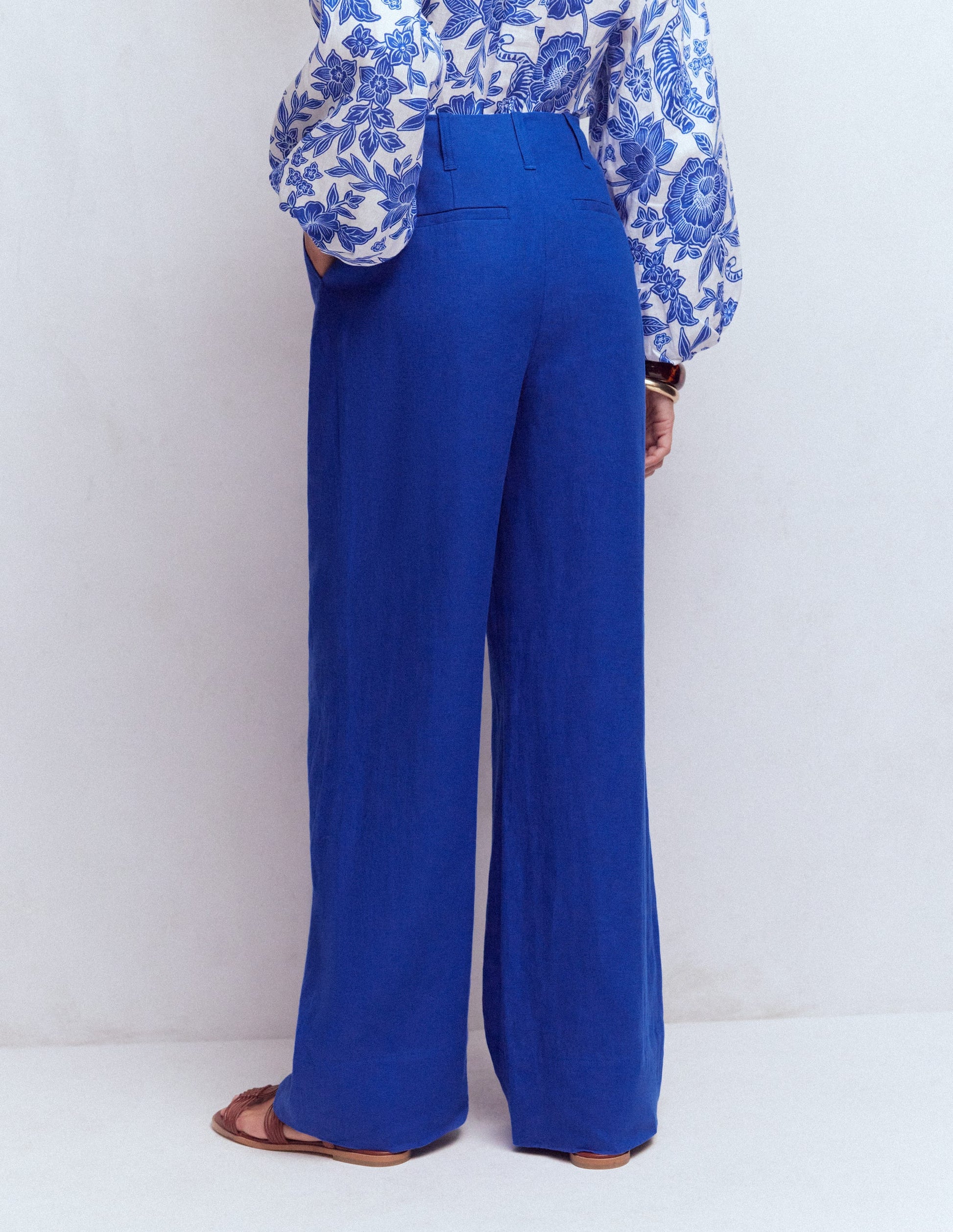 Mayfair Linen Trousers-Bright Blue-3