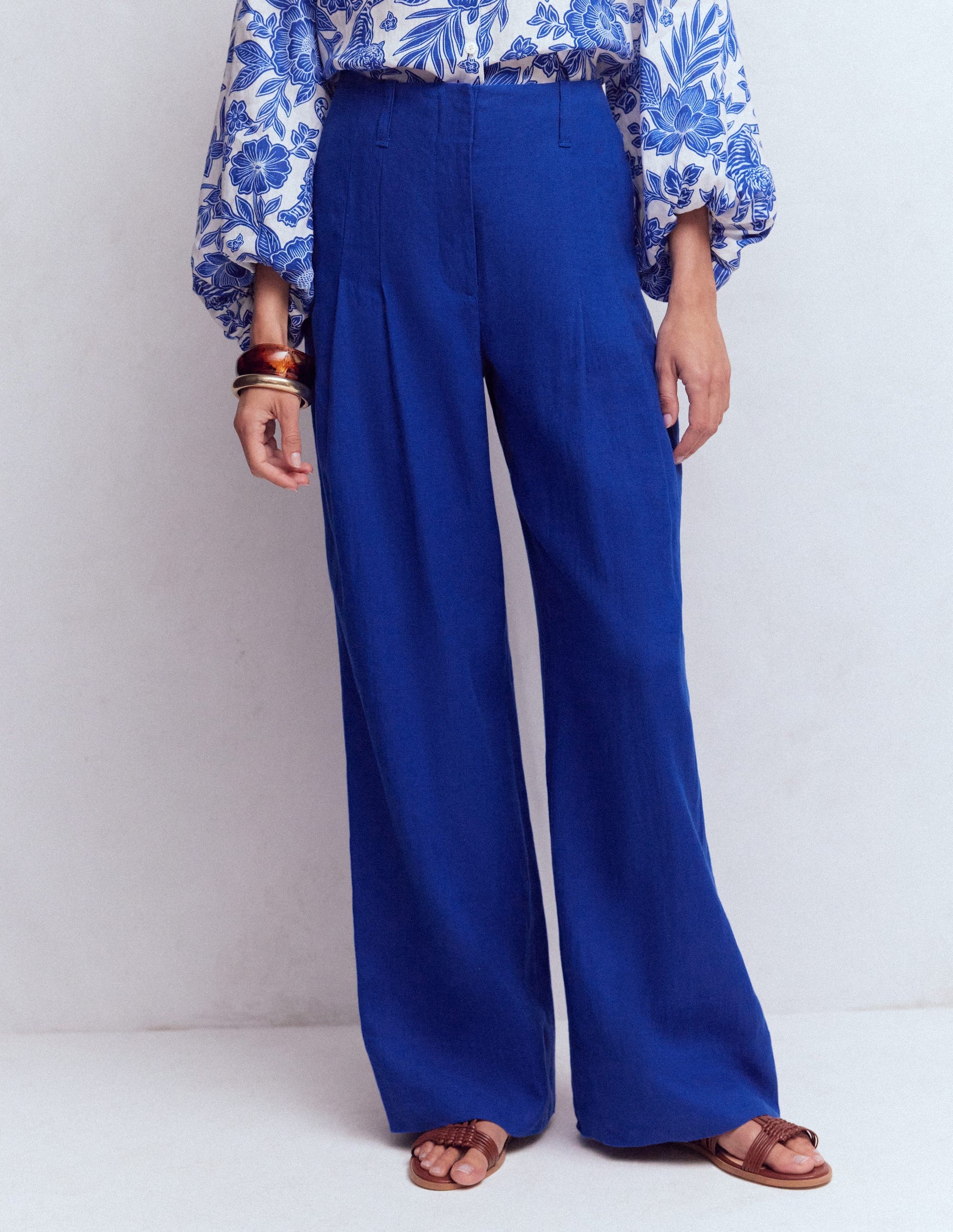 Mayfair Linen Trousers-Bright Blue-4