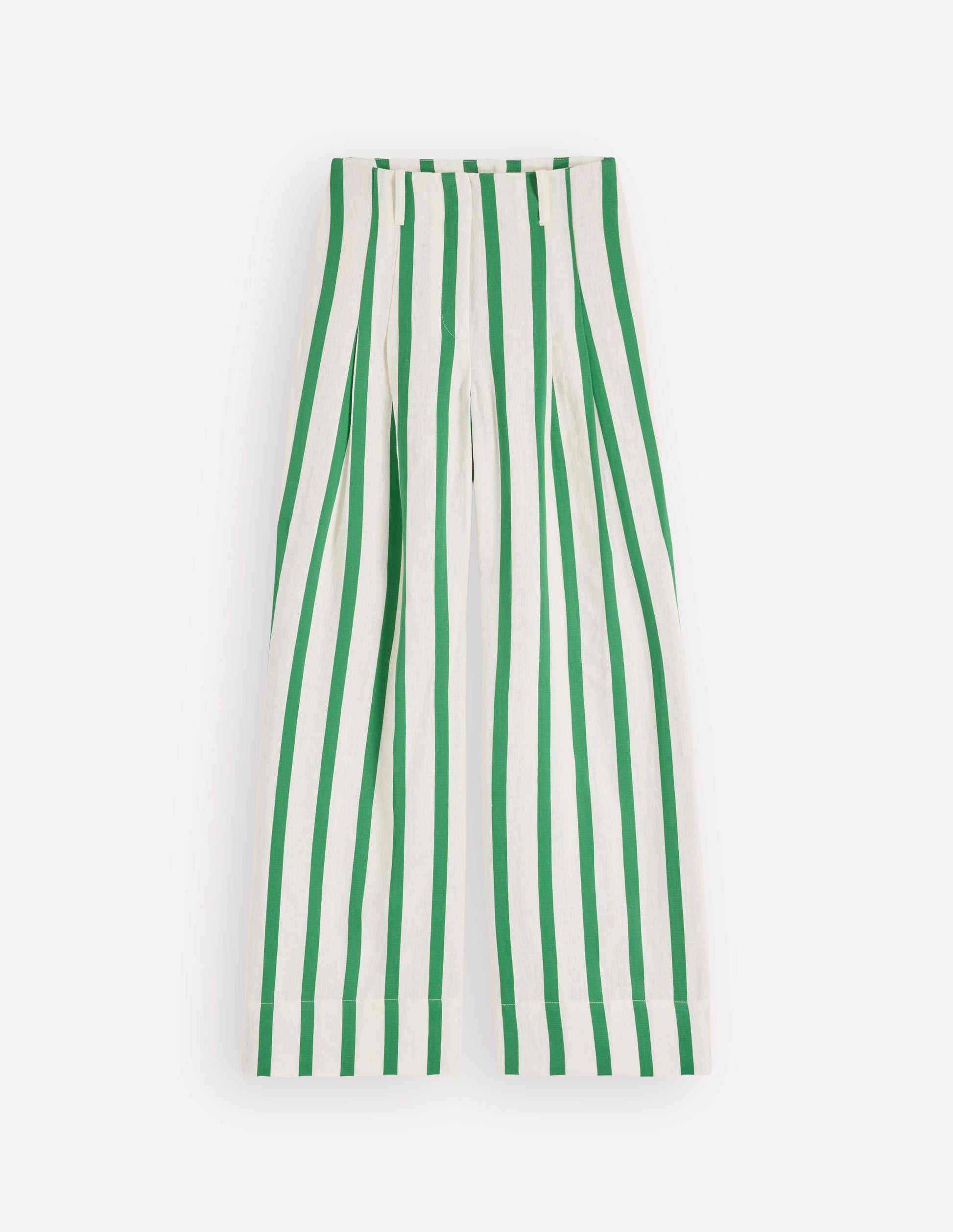 Pantalon Mayfair en lin-Ivoire, rayé vert frais-7