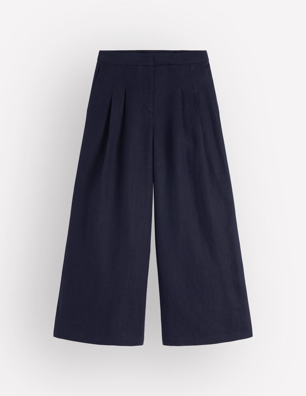 Leinen-Culotte mit Bundfalte-Marineblau-5