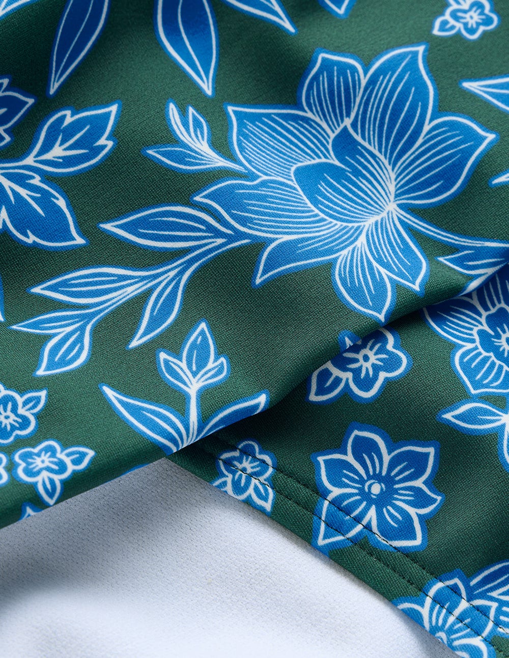 Klassische Bikinihose mit umgeschlagenem Bund-Dunkelgrün, Meeresblüte-6