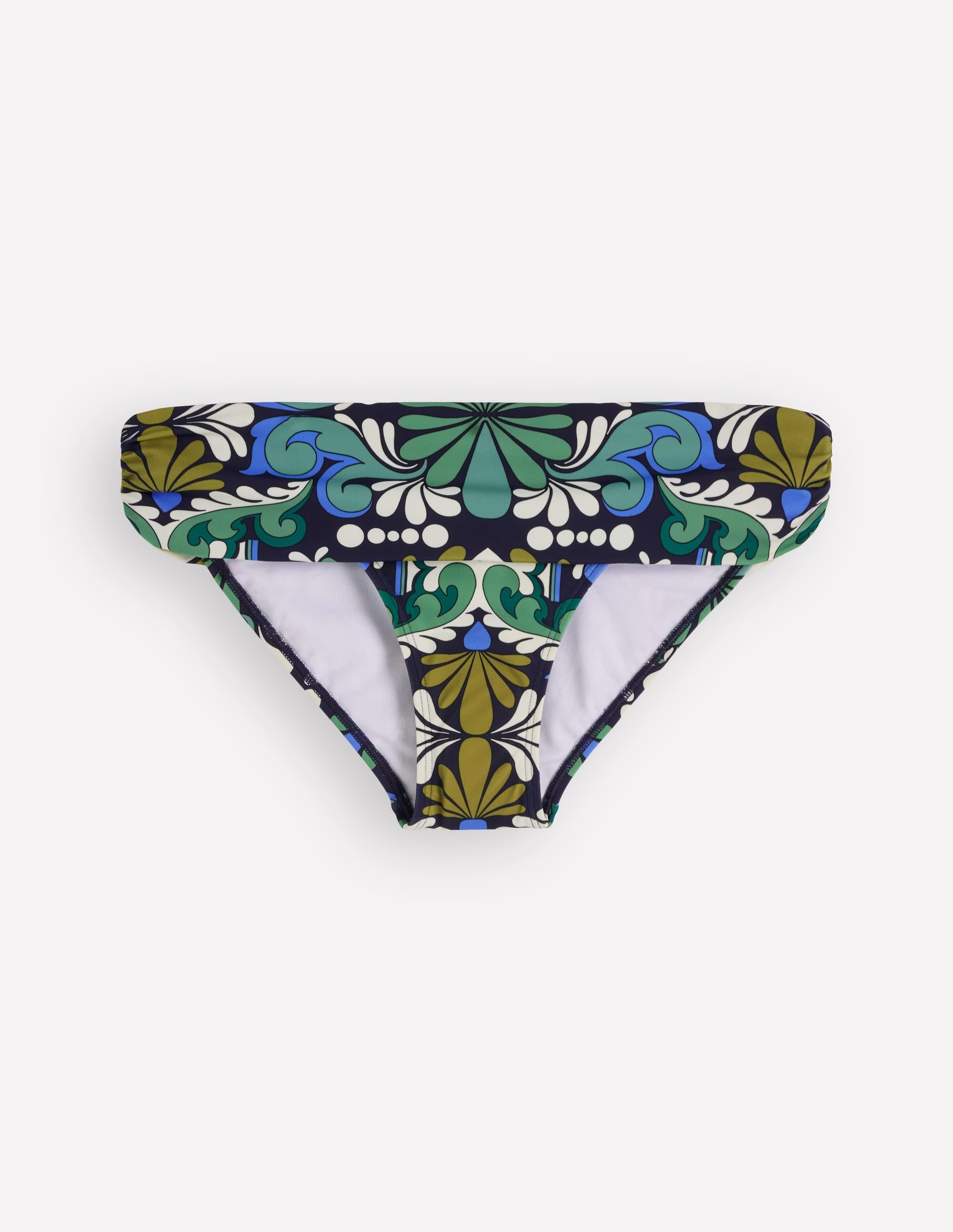 Klassische Bikinihose mit umgeschlagenem Bund-Französisches Marineblau, Blütengobelin - Image 6