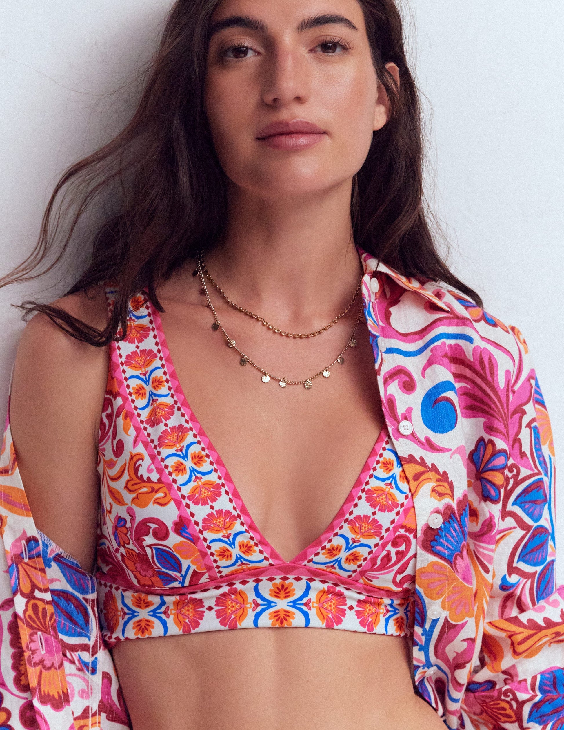 Porto Bikinioberteil-Rosa Power, Blühende Wiese-3