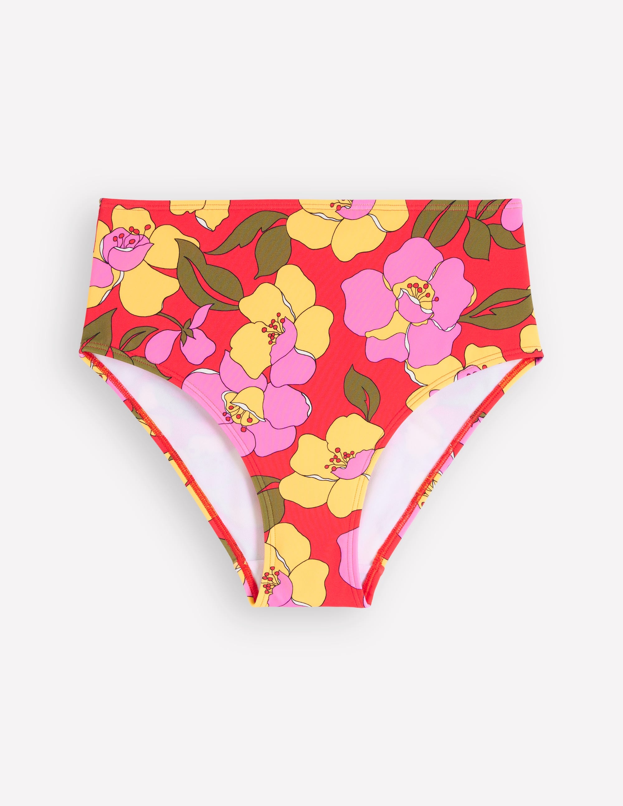 Bas de bikini taille haute-Rouge, motif Radiant Bloom - Image 7