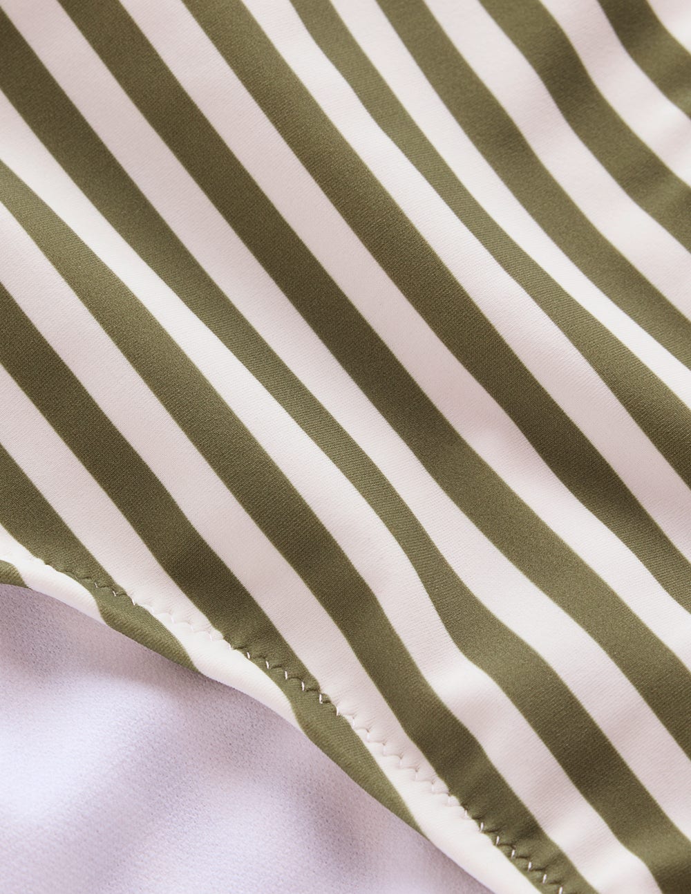 Klassische Bikinihose-Olivgrün, Naturweiß Streifen-7