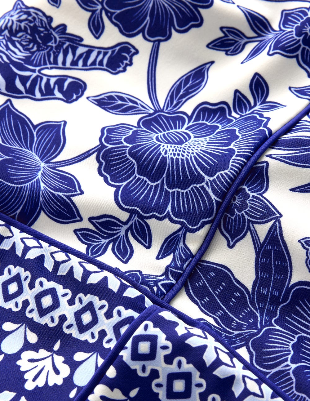 Maillot de bain Rhodes à bonnets-Bleu mazarine, motif Paradise - Image 7