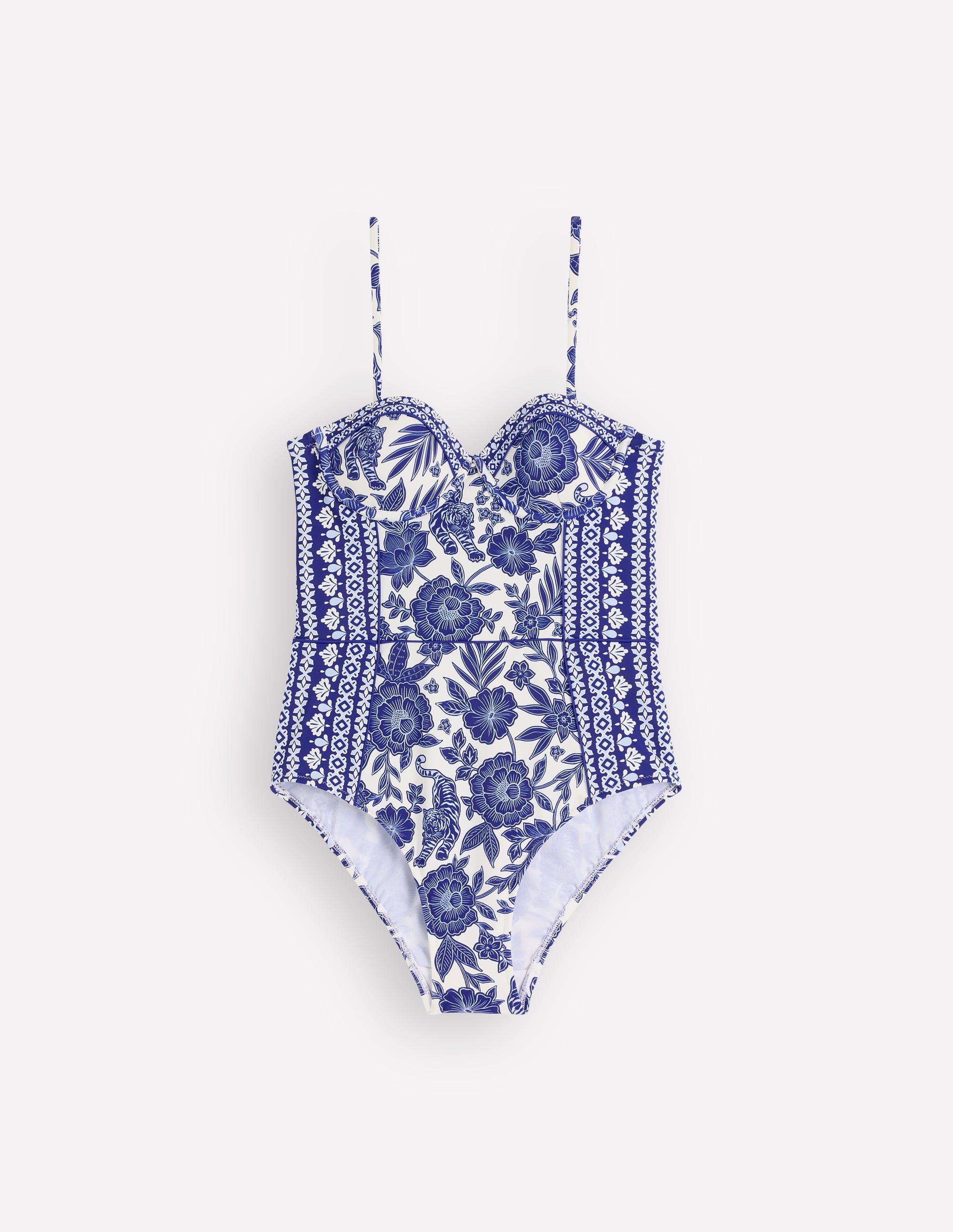 Maillot de bain Rhodes à bonnets-Bleu mazarine, motif Paradise - Image 6