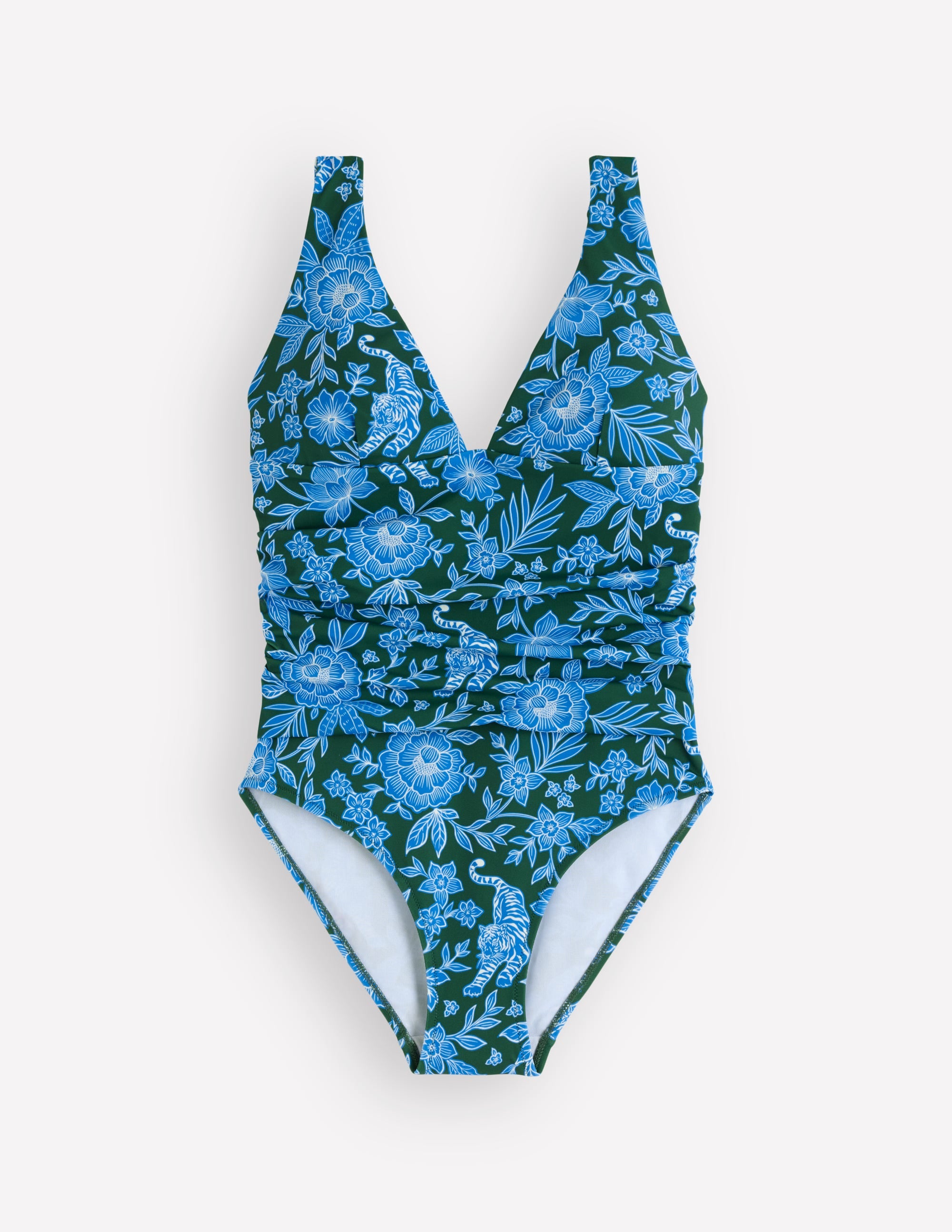 Maillot de bain Mykonos à encolure en V profonde-Vert foncé, motif Paradise - Image 6