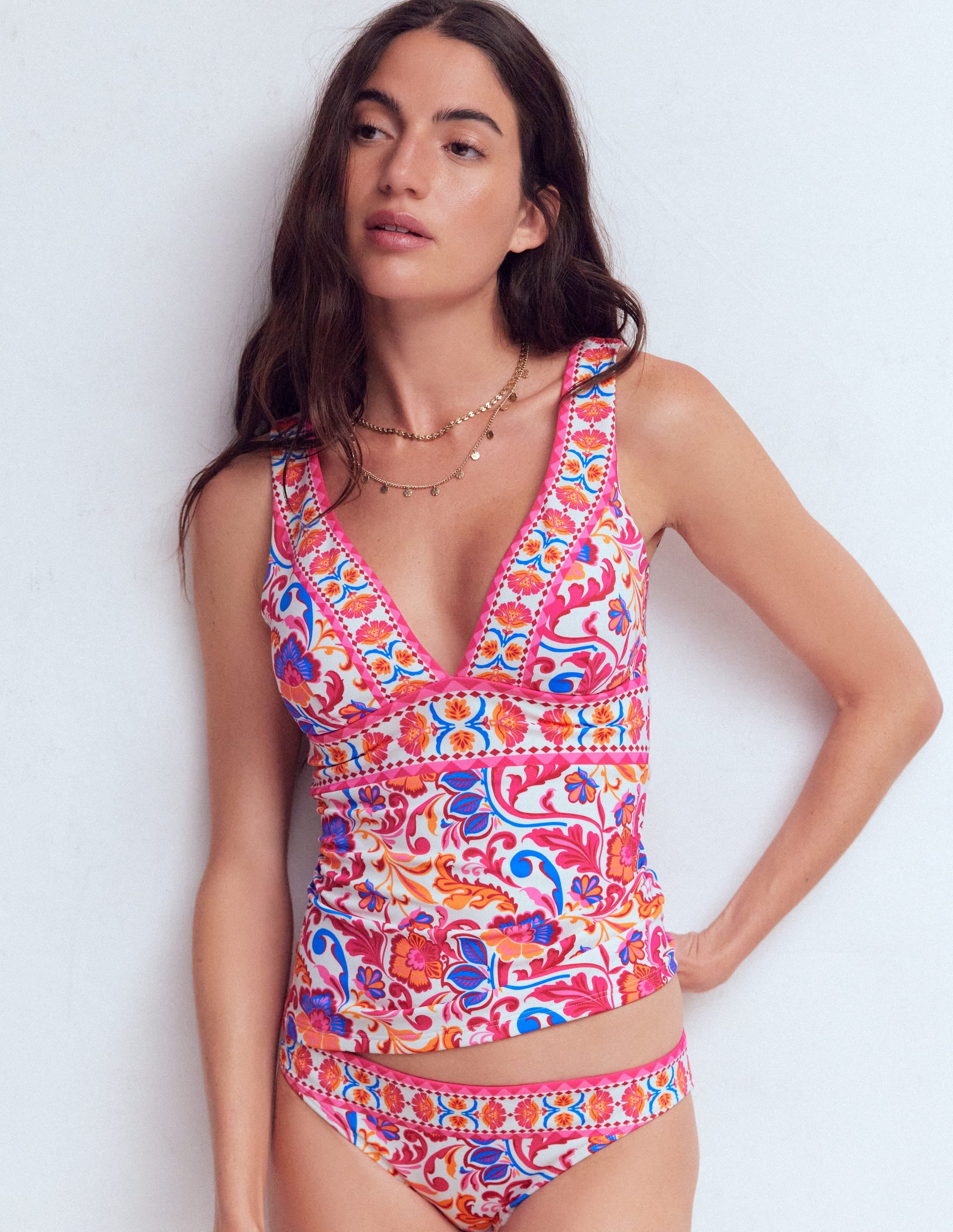 Top de tankini Porto-Rose puissant, motif Flourishing Meadow - Image 4