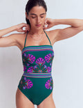 Maillot de bain bandeau Paros-Bleu Atlantique, broderie