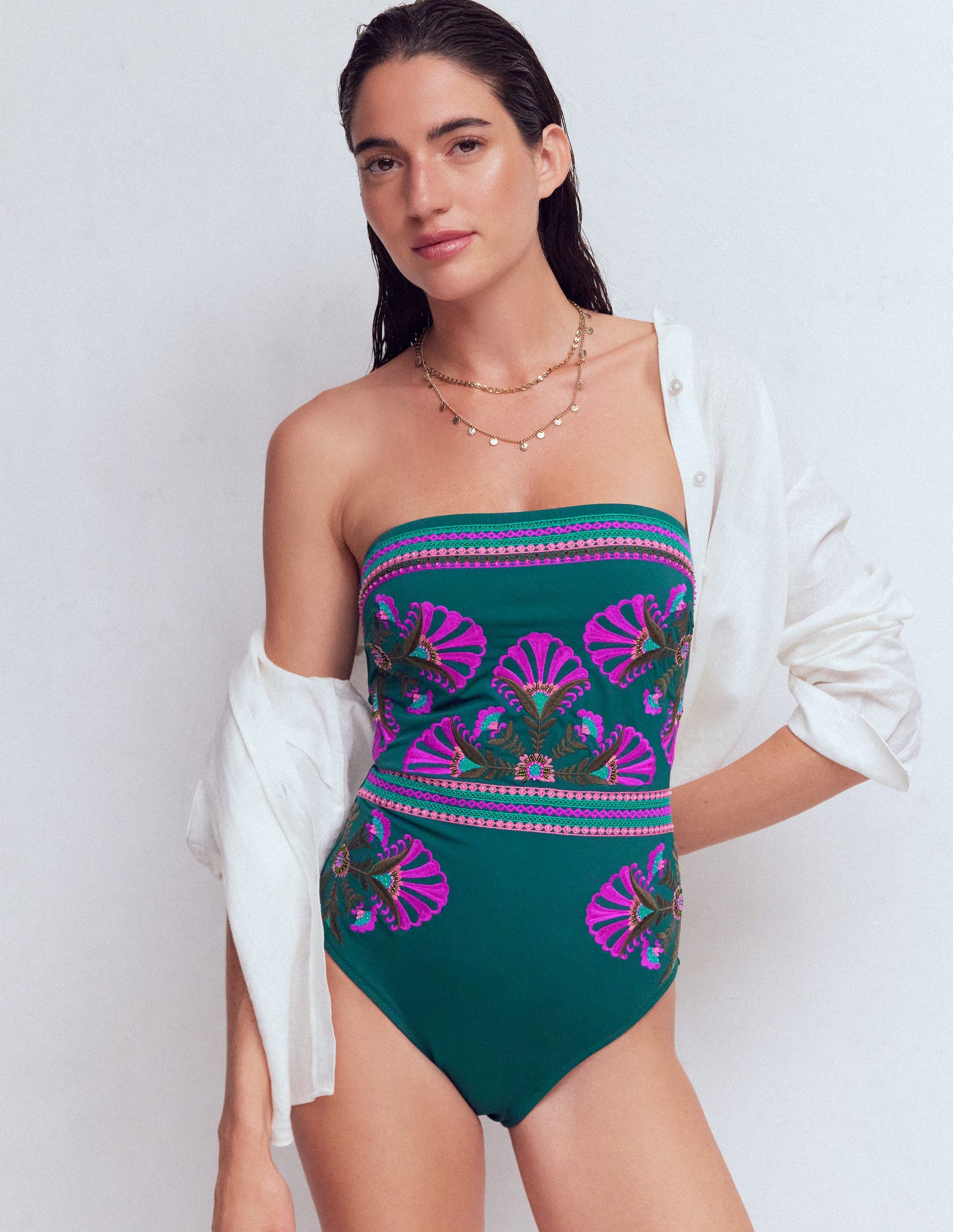 Maillot de bain bandeau Paros-Bleu Atlantique, broderie-4