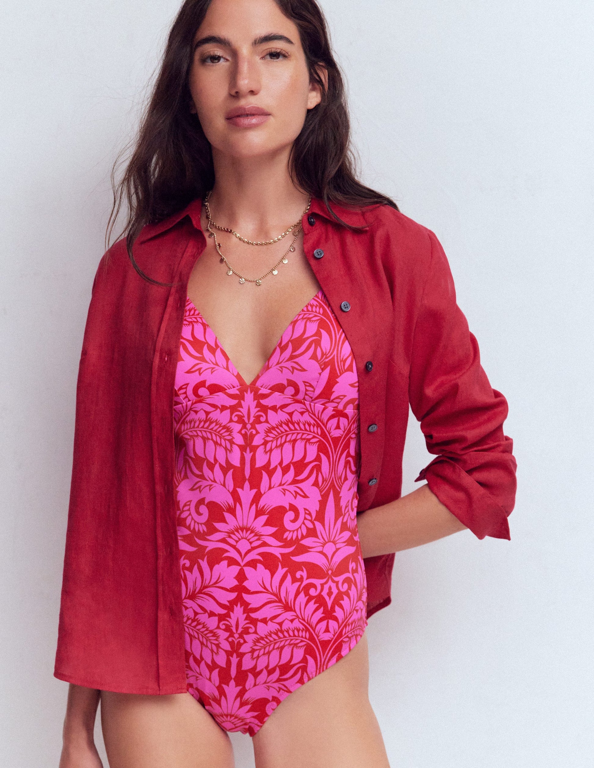 Arles Badeanzug-Salsa, Blütenpracht-3