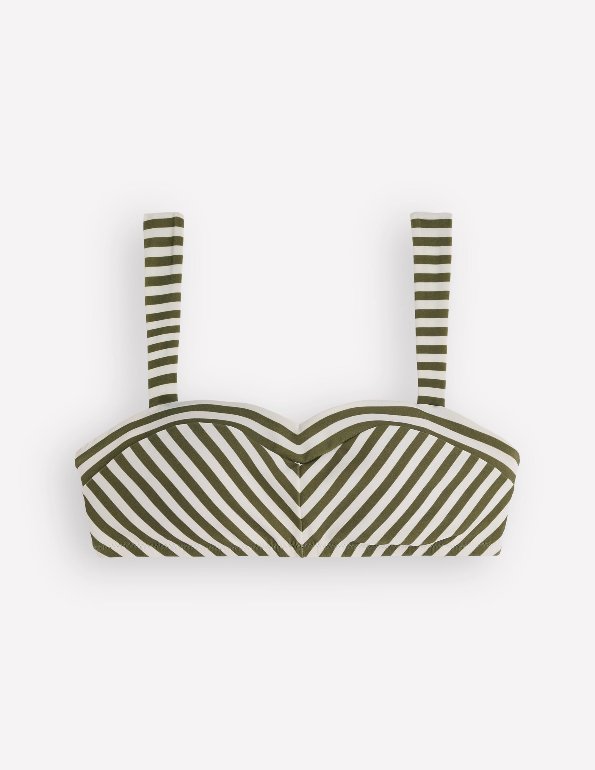 Haut de bikini épuré à encolure en cœur-Rayé olive, ivoire - Image 6