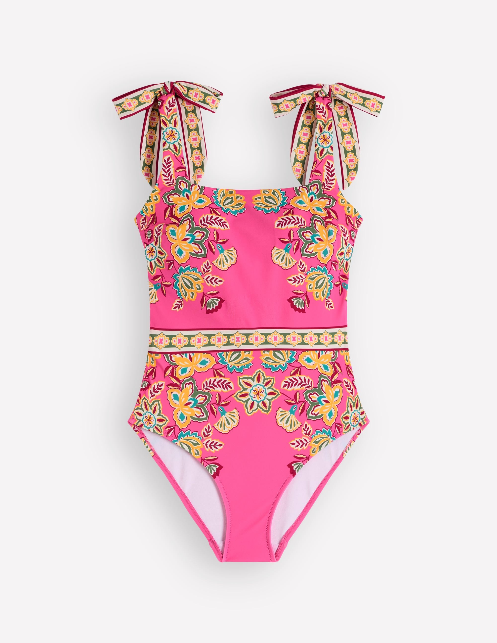 Maillot de bain noué aux épaules-Sangria rose, motif Blossom - Image 6