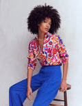 Chemise Sienna en lin-Punch rose, motif Flourishing Meadow