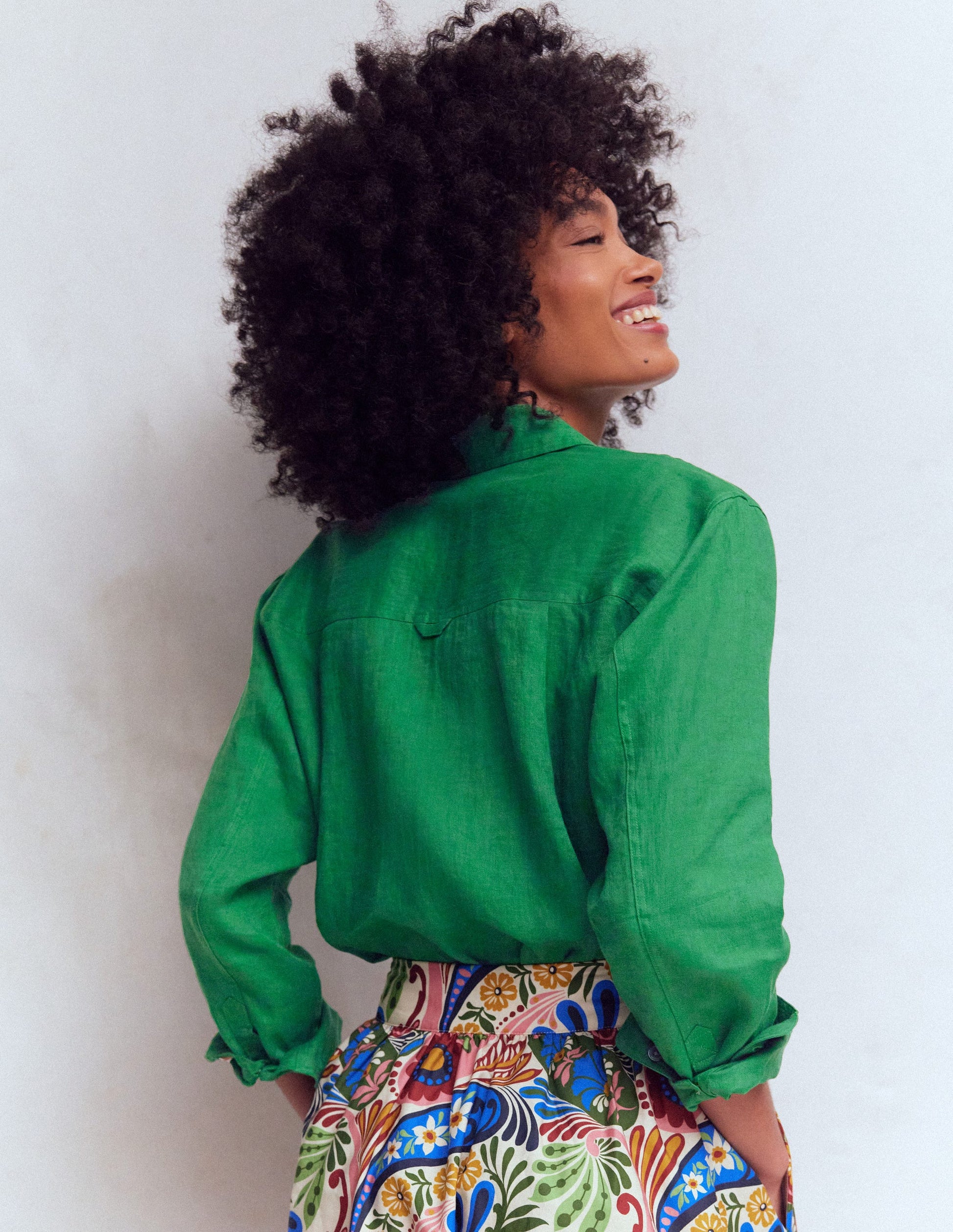 Sadie Lockeres Leinenhemd-Frisches Grün-3